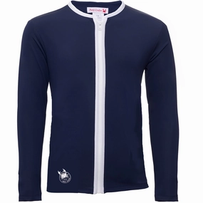 Multi Pocket Design Double Layered Panels Petit Crabe Blue Basic Zipper Uv-Swim Shirt L/S