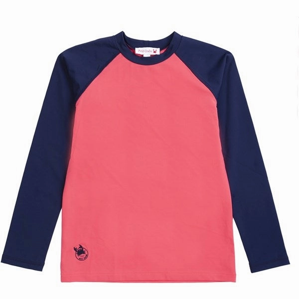 Vacation Fun Outdoor attire Petit Crabe Nectarine/Blue Raglan UV Swim Shirt