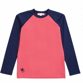 Vacation Fun Outdoor attire Petit Crabe Nectarine/Blue Raglan UV Swim Shirt