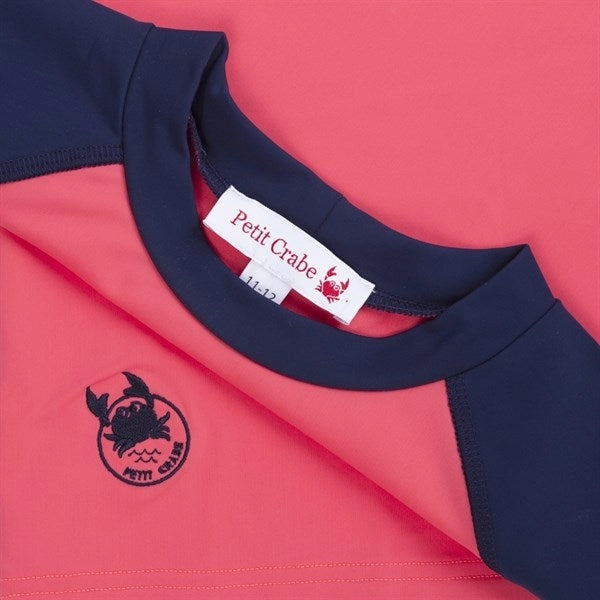 Cross Back Design Petit Crabe Nectarine/Blue Raglan UV Swim Shirt