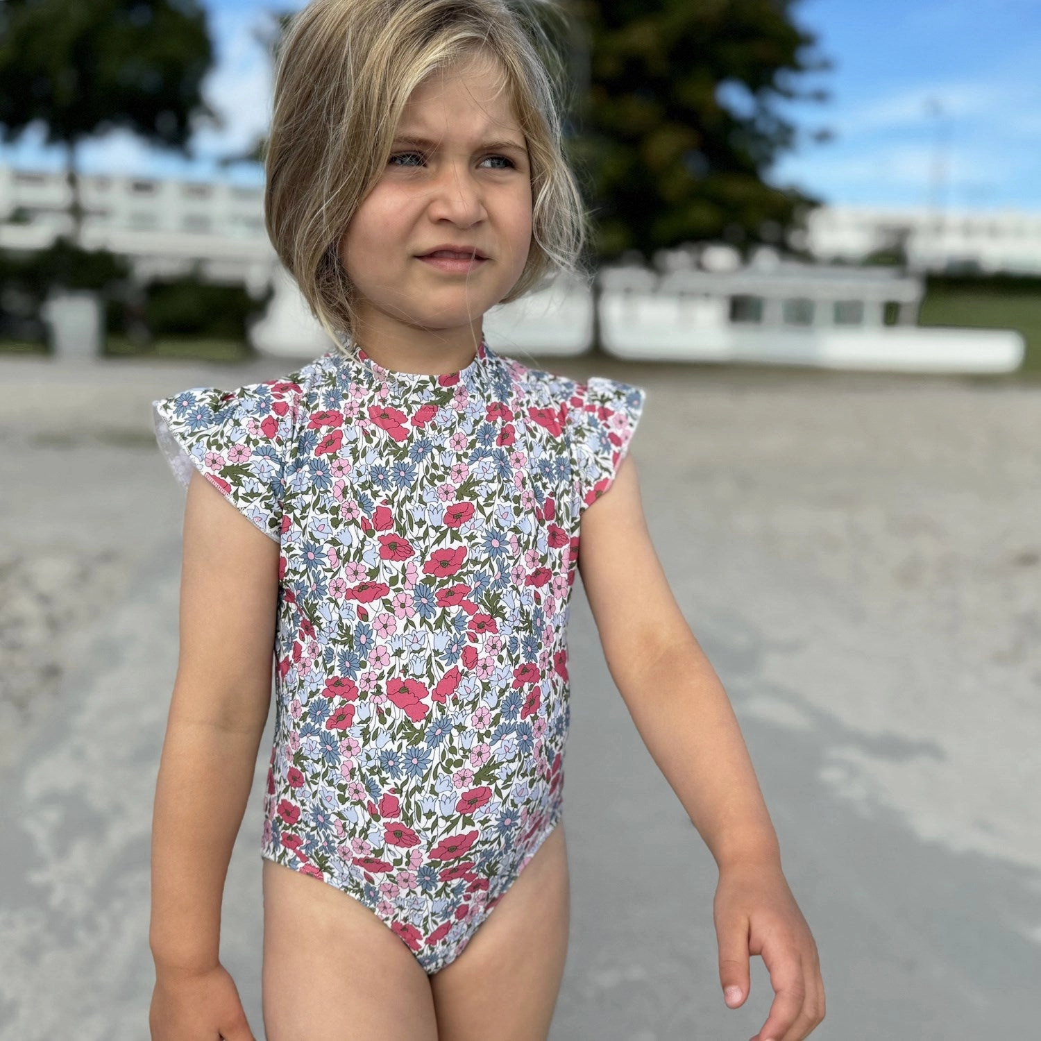 Travel Friendly Petit Crabe Poppy & Daisy P Beaa Swimsuit S/S - Made With Liberty Fabrics