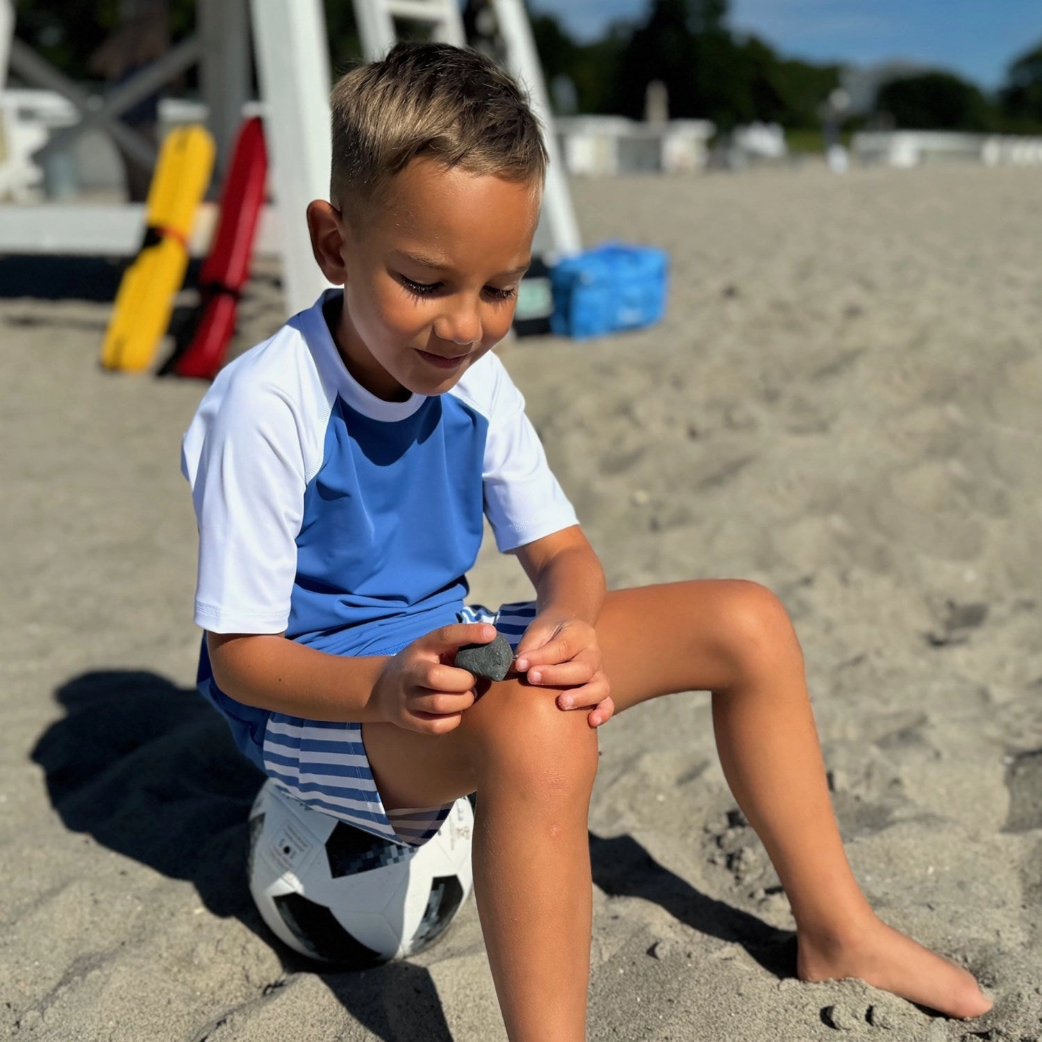 Petit Crabe Sapphire/White Raglan Uv-Swim Shirt S/S Snag Free Fabric Technology Vibrant Colors