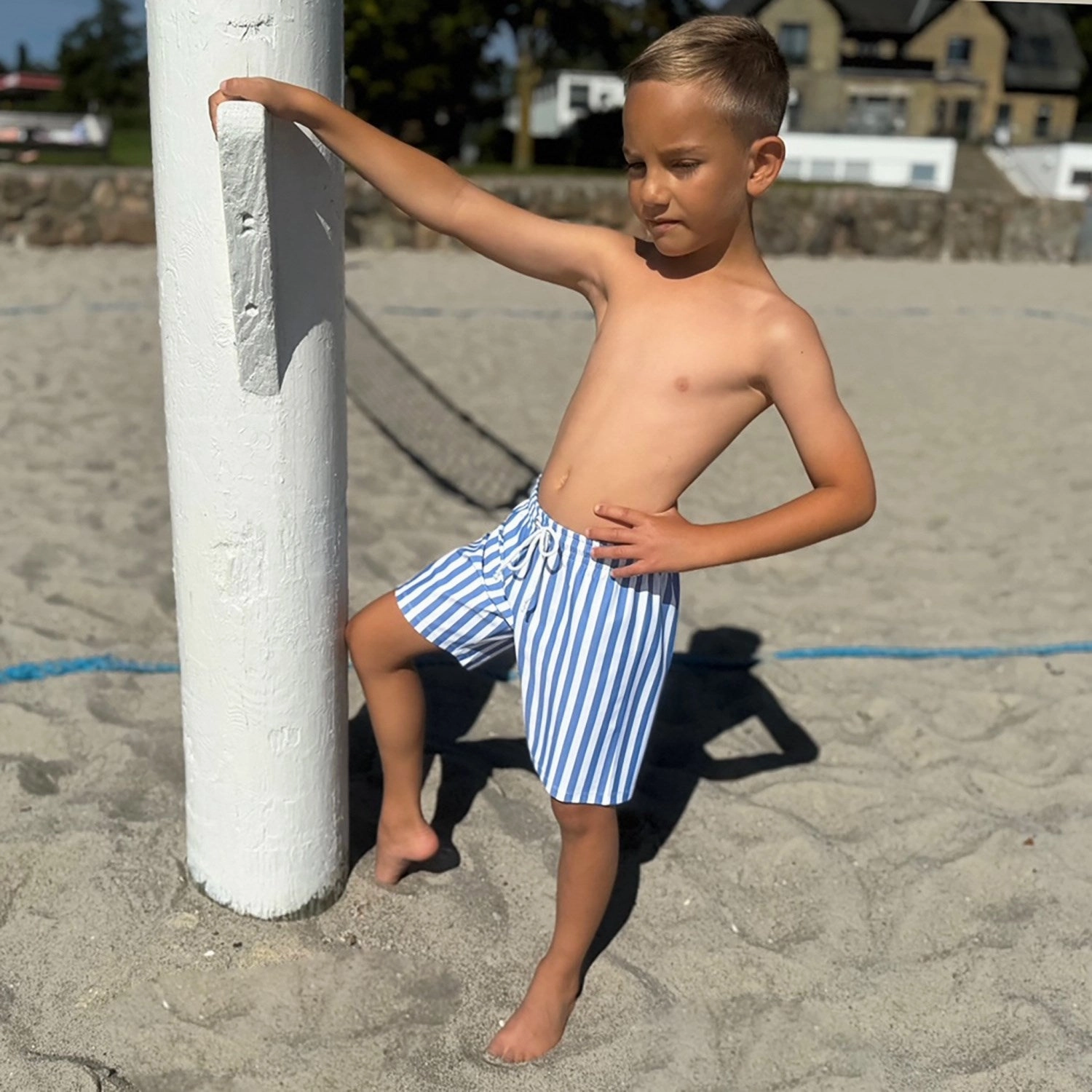 Petit Crabe Vertical Stripes Alex Swim Shorts Rub Free Inner Lining