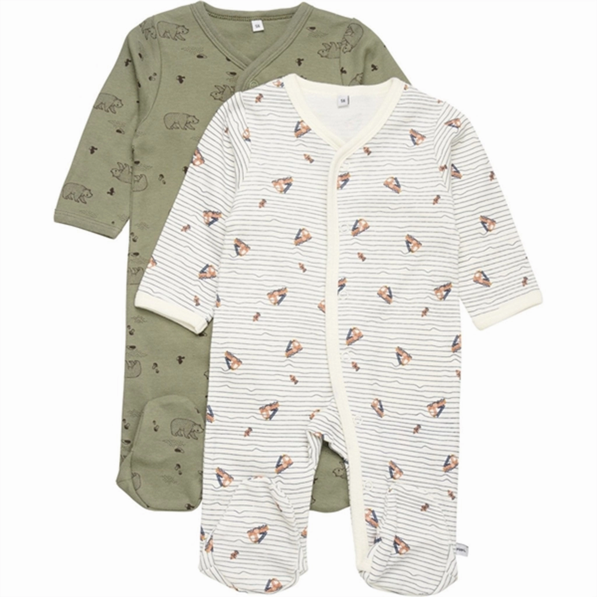 Peaceful Fit Pippi Nightsuit with Buttons 2-pack Deep Lichen Green
