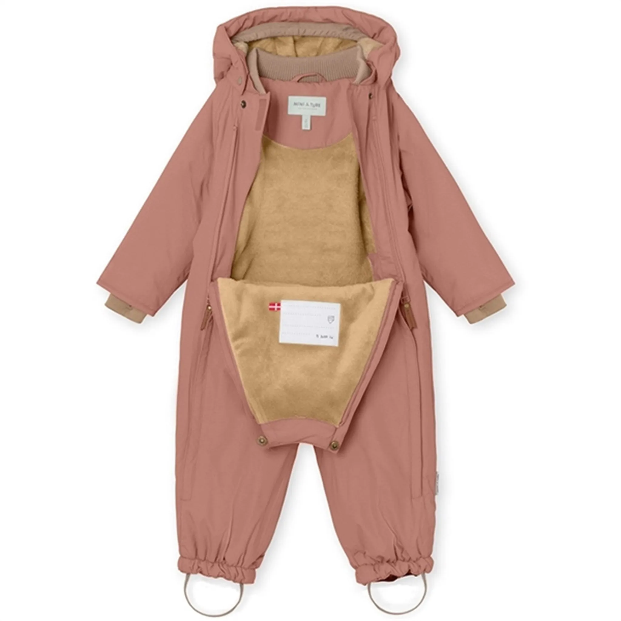 MINI A TURE Wisti Fleece Snow Suit Wood Rose Shimmer-Finish Asymmetric-Hem