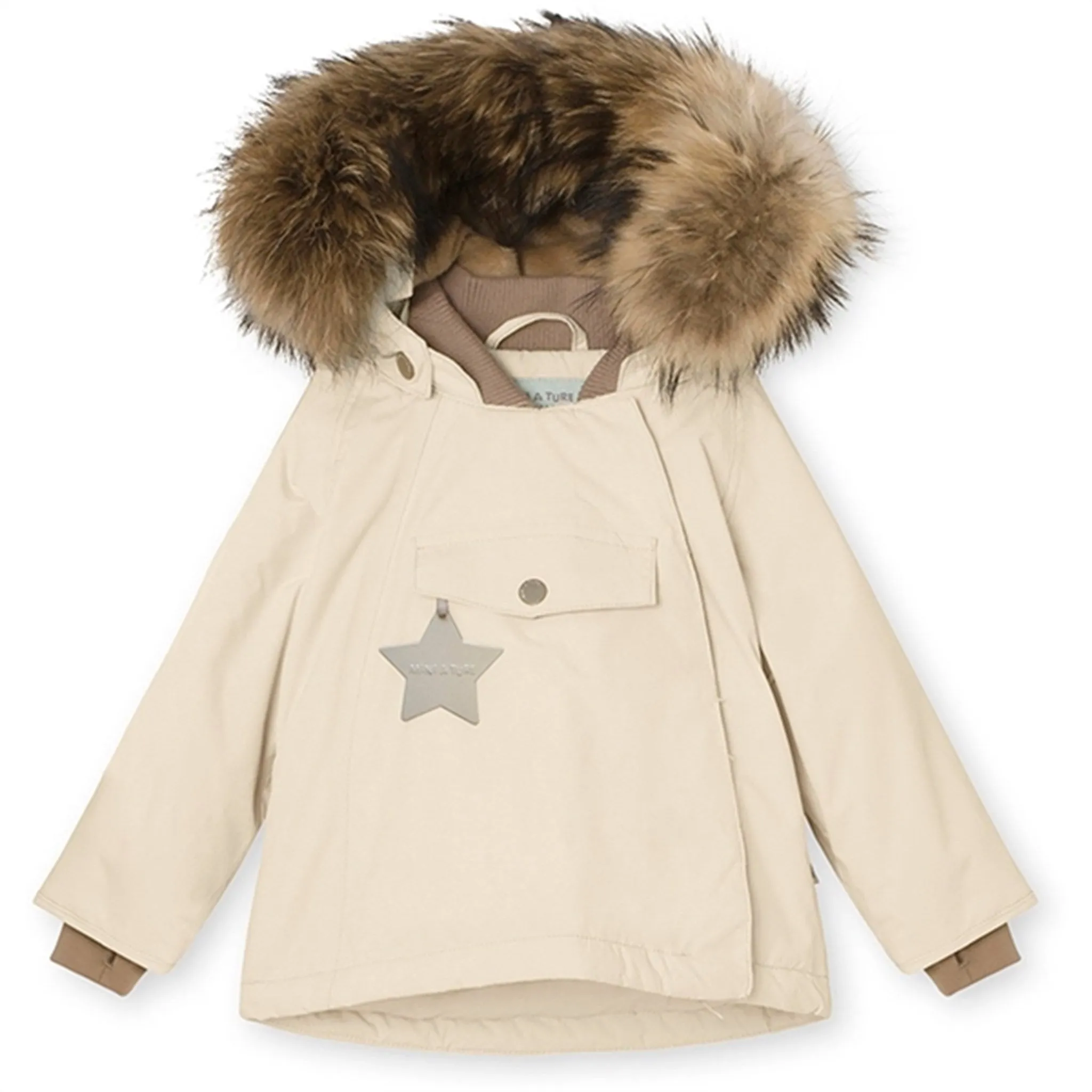 MINI A TURE Wang Fleece Fur Winter Jacket Angora Cream Storage