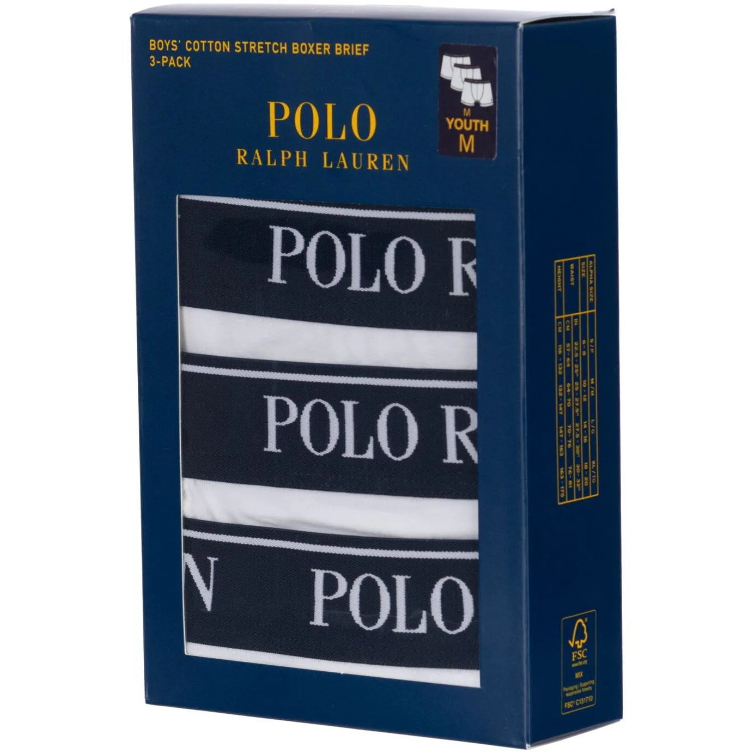 Polo Ralph Lauren White Cotton Stretch 3 Pack Boxer/Brief Simple Classic