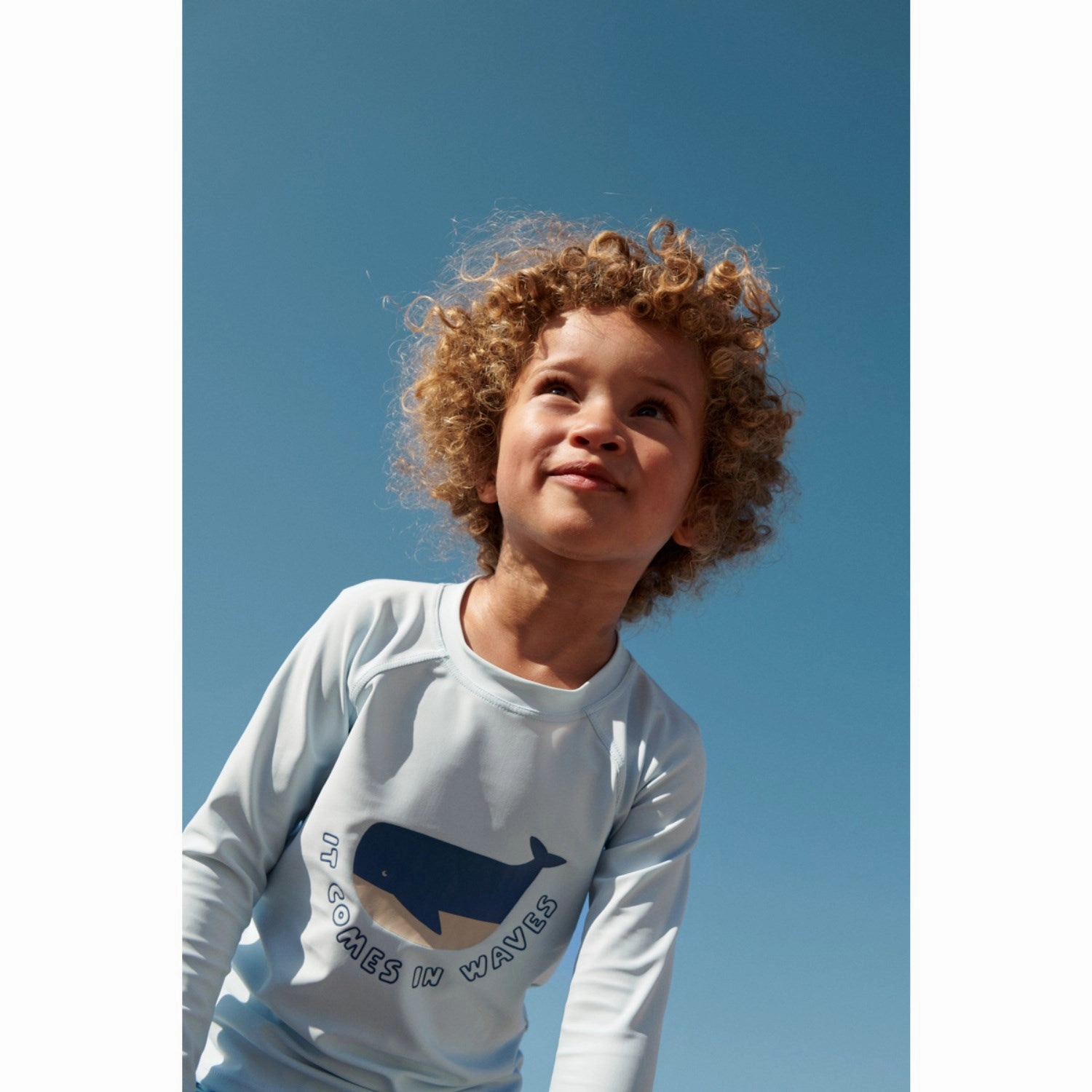 Recycled Polyester LIEWOOD It Comes In Waves / Pure Sky Noah Placement Longsleeve Swim Tee