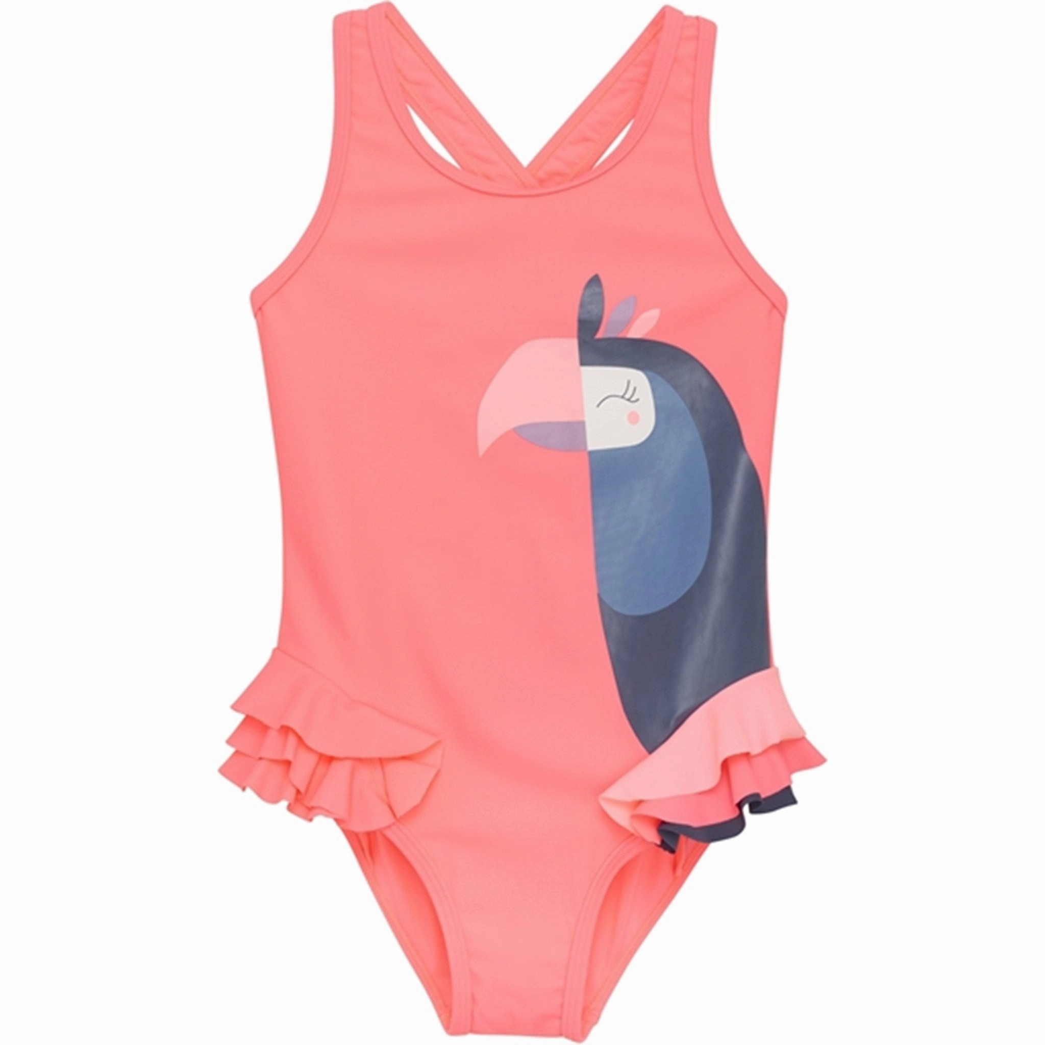 Ocean Getaway Color Kids Swimsuit Neon Coral