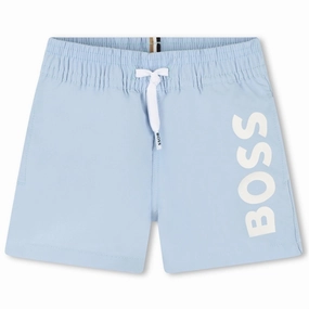 Stretch Resistant Panels Double Layered Front Hugo Boss Pale Blue Swim Shorts
