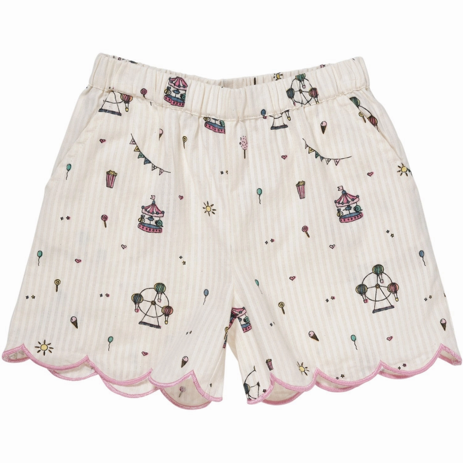 Copenhagen Colors Cream Tivoli Print Printed Shorts W. Deco Edge Sporty Edge