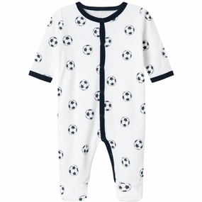 Name it Bright White Football Nightsuit with Feet Noos Simple Chic