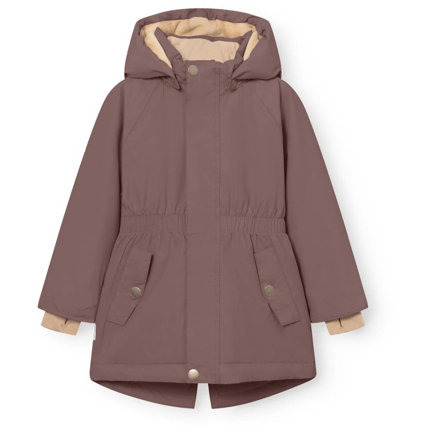 Mini A ture Peppercorn Plum Matvikania Fleece Lined Winter Jacket. GRS New Year's Eve attire warm material