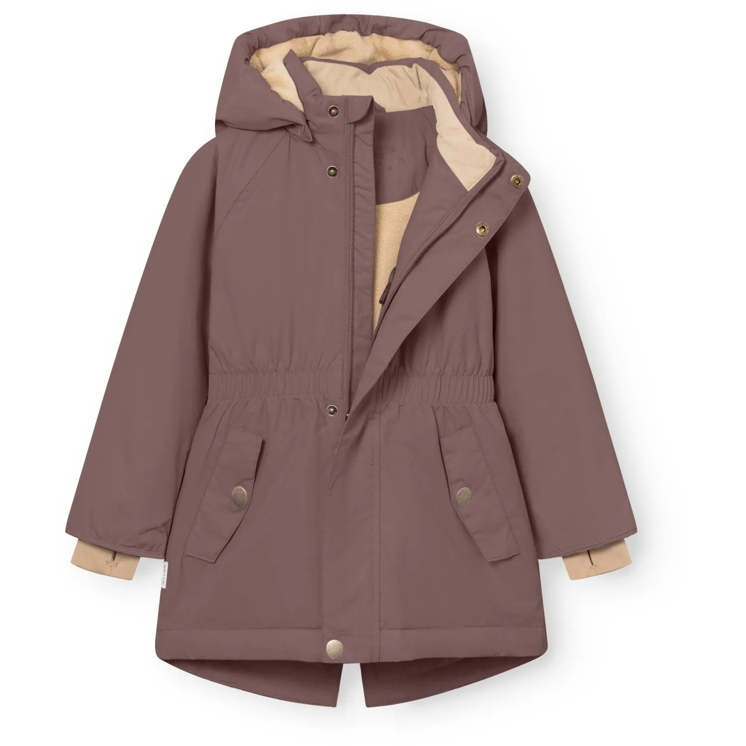 Mini A ture Peppercorn Plum Matvikania Fleece Lined Winter Jacket. GRS Full Zip Closure