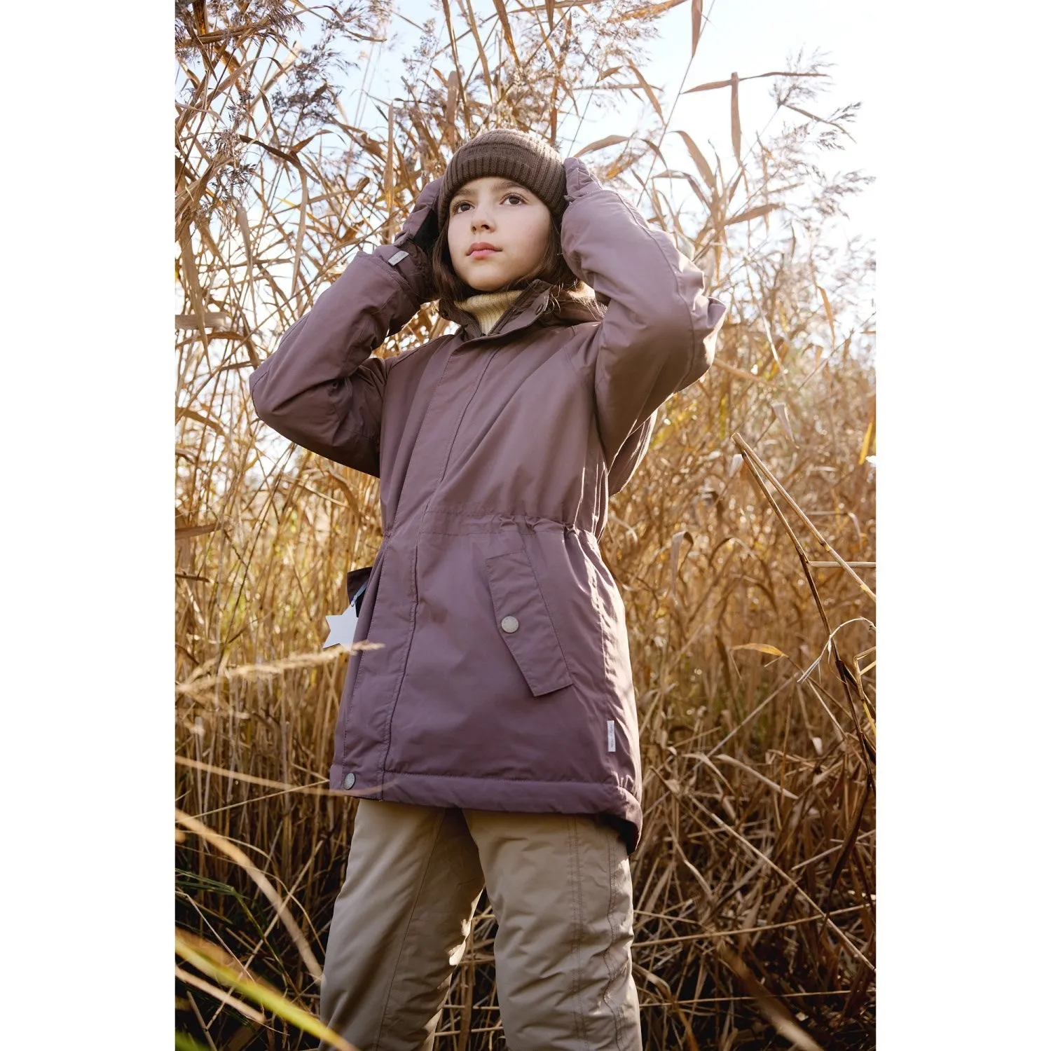 AbrasionResistant City Streets Mini A ture Peppercorn Plum Matvikania Fleece Lined Winter Jacket. GRS