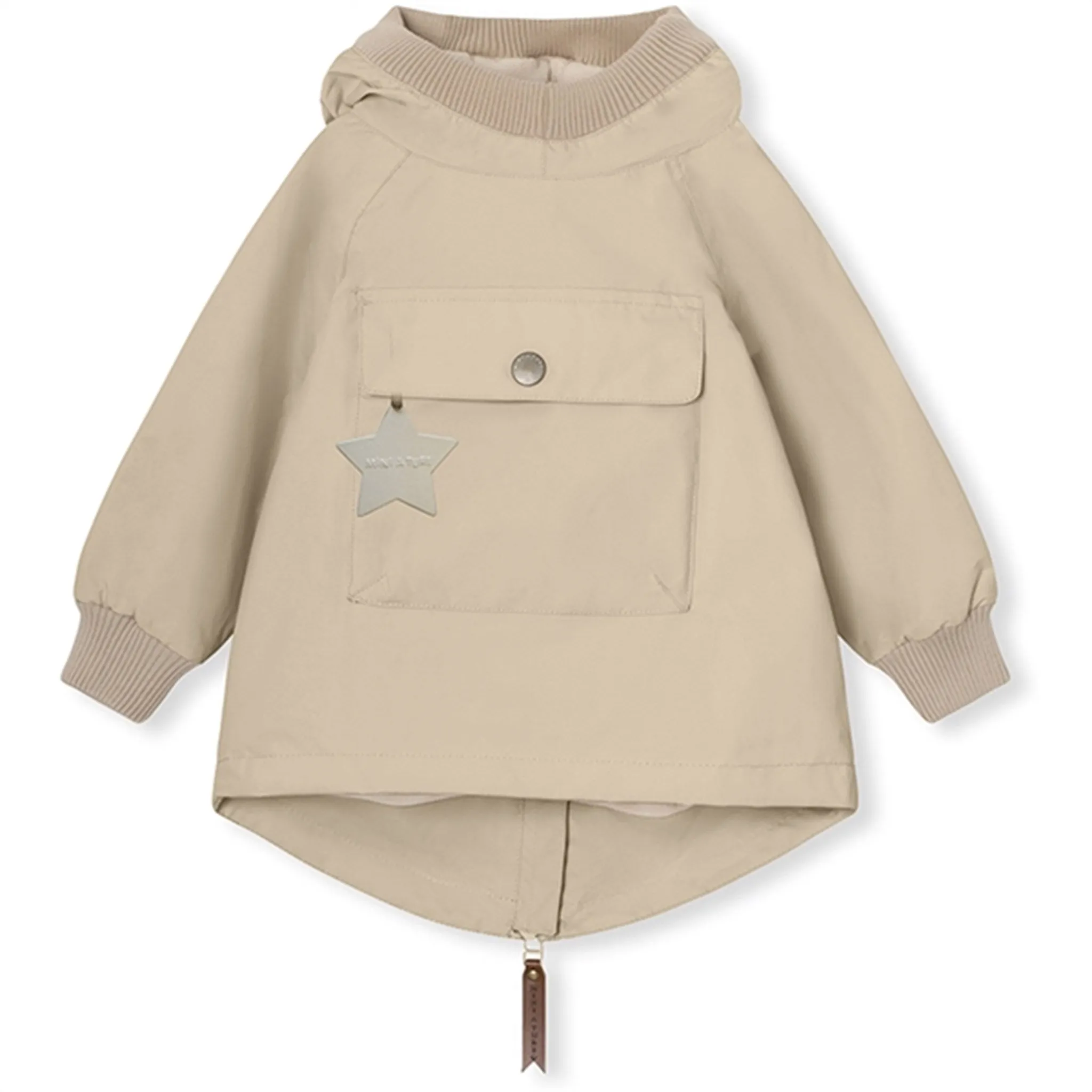 Side Pockets Ergonomic Seams MINI A TURE BABYVITO Spring Anorak w/Fleece Lining Sesame