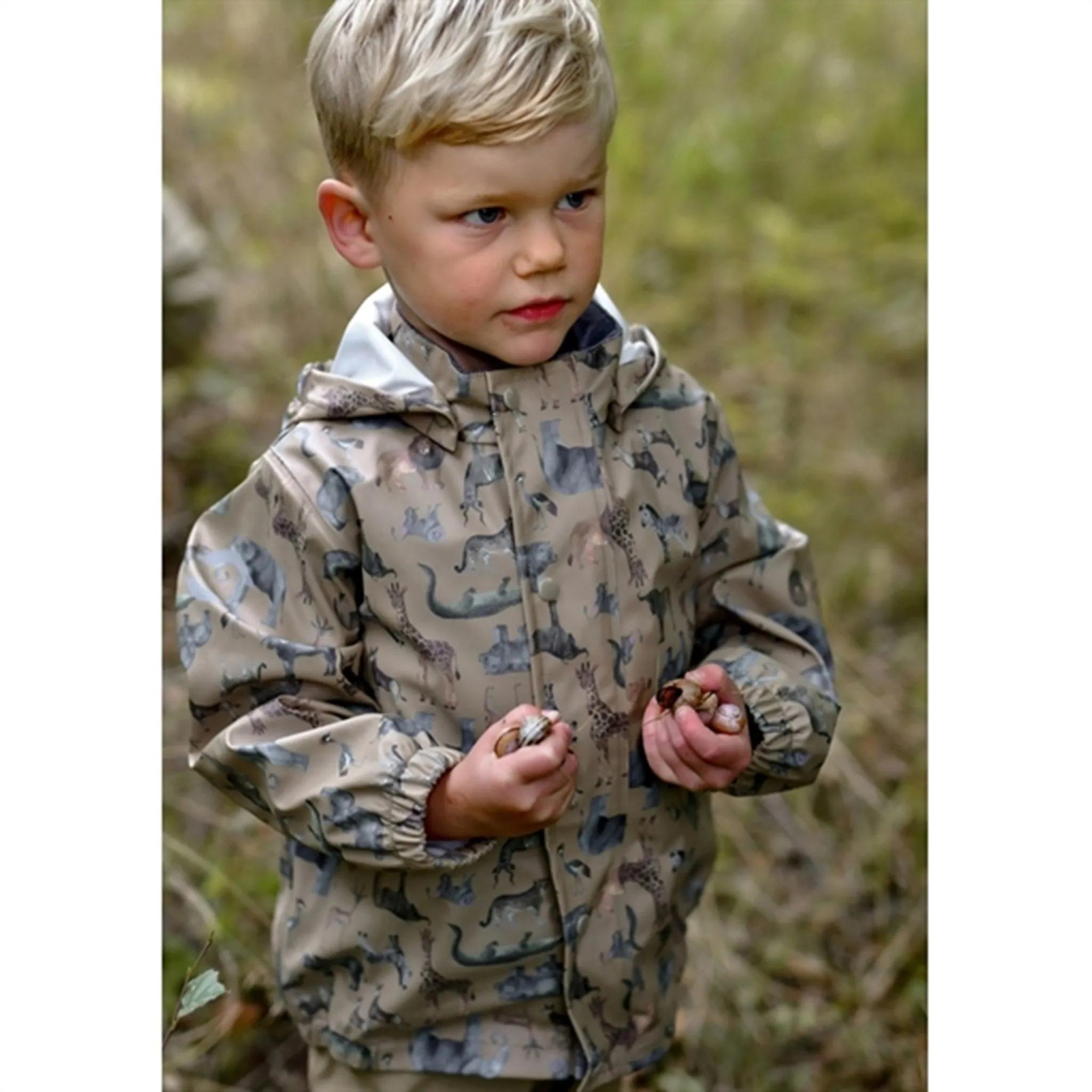 Mikk-Line Rainset AOP Zoo Olive Gray Secure Zip