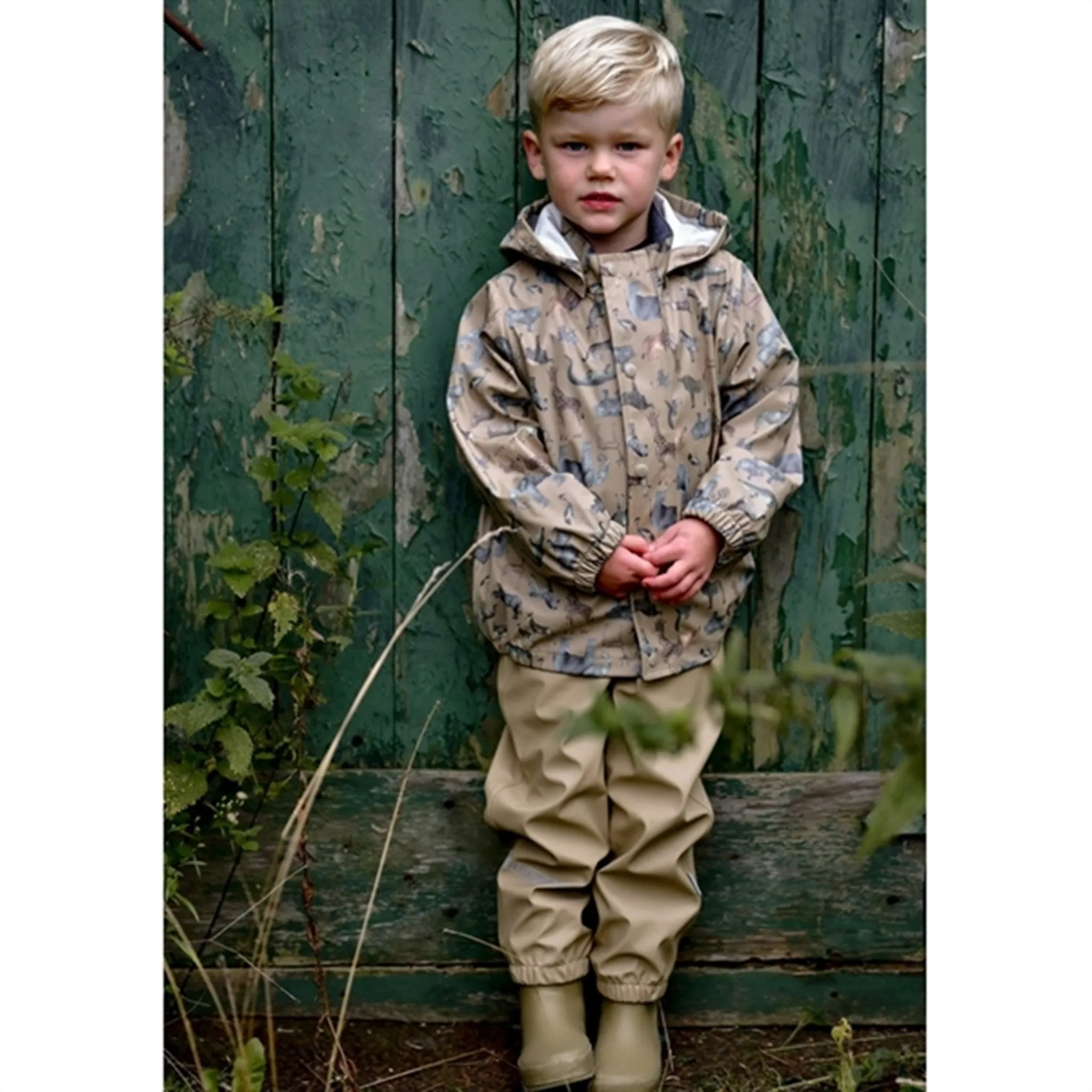 Mikk-Line Rainset AOP Zoo Olive Gray Flexible Fit