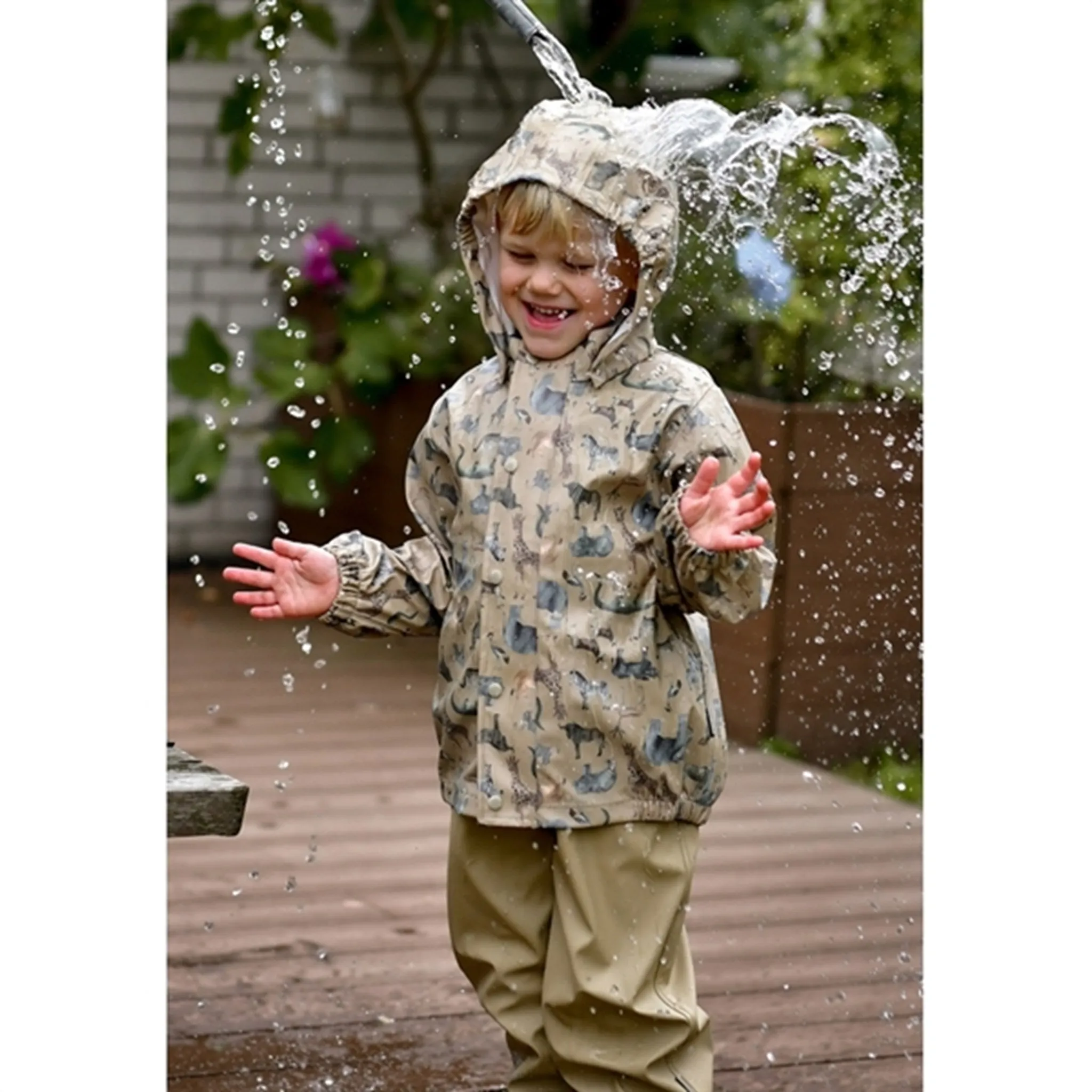 Mikk-Line Rainset AOP Zoo Olive Gray Spring Rain Outfit City Wear
