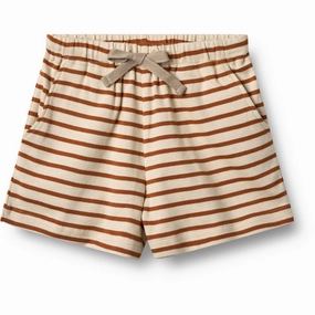 Non Cling Material Adjustable Waist Wheat Warm Caramel Stripe Jersey Shorts Kalle