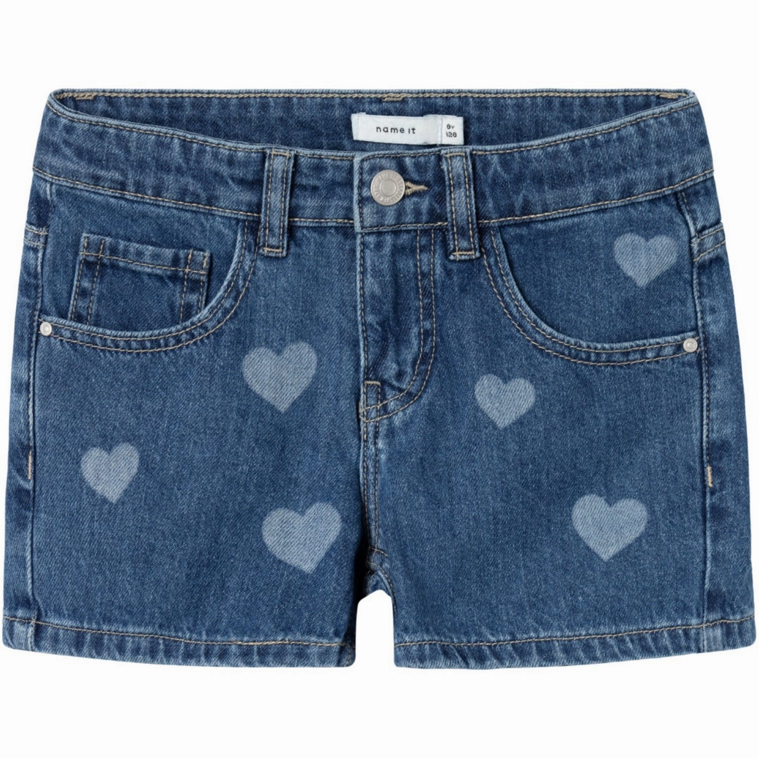 Name It Denim Blue Heart Rose Regular Denim Shorts Stain-Resistant Breathable Material