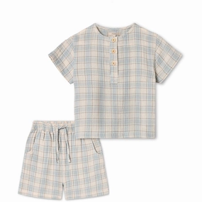 Walk Easy Fliink Sandshell Check Cha Cha Shorts Set