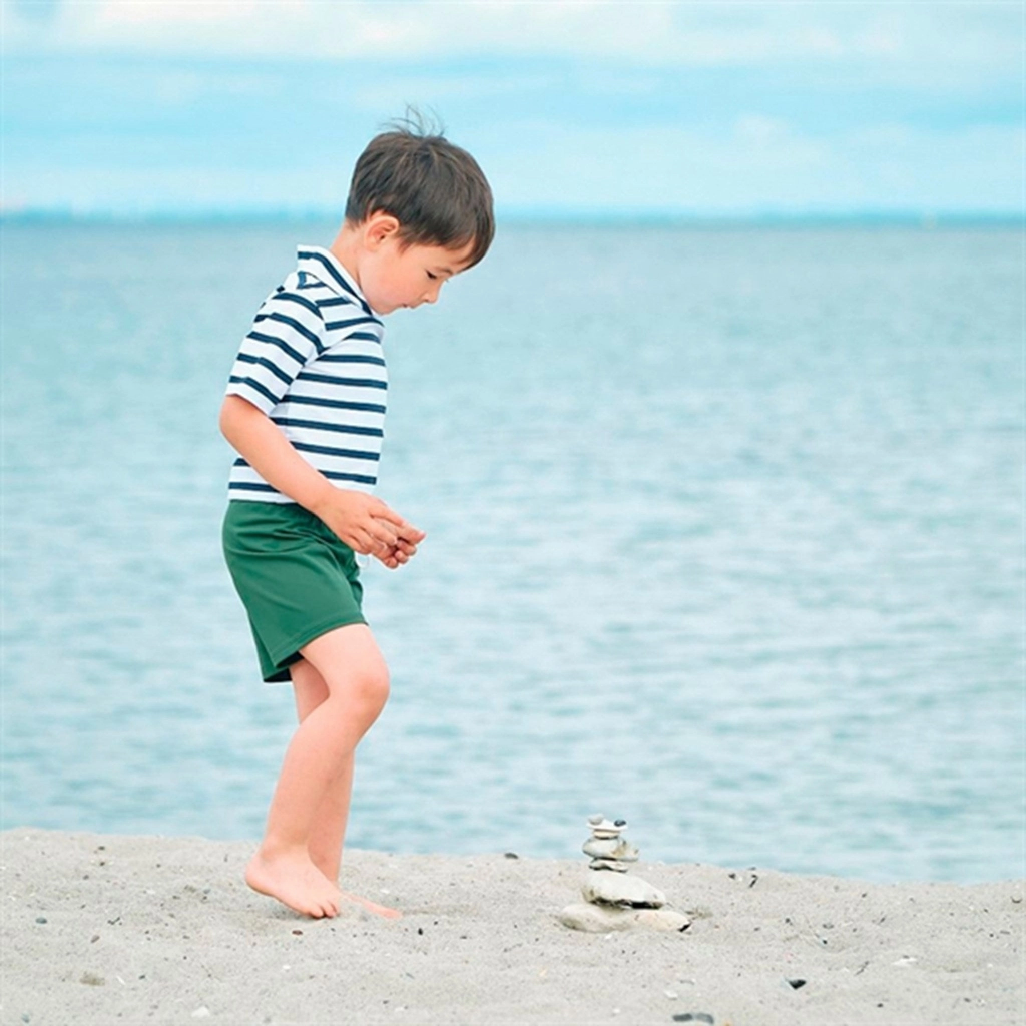 Petit Crabe White/Blue Turtleneck Tee K/? Holiday Style Effortless Style