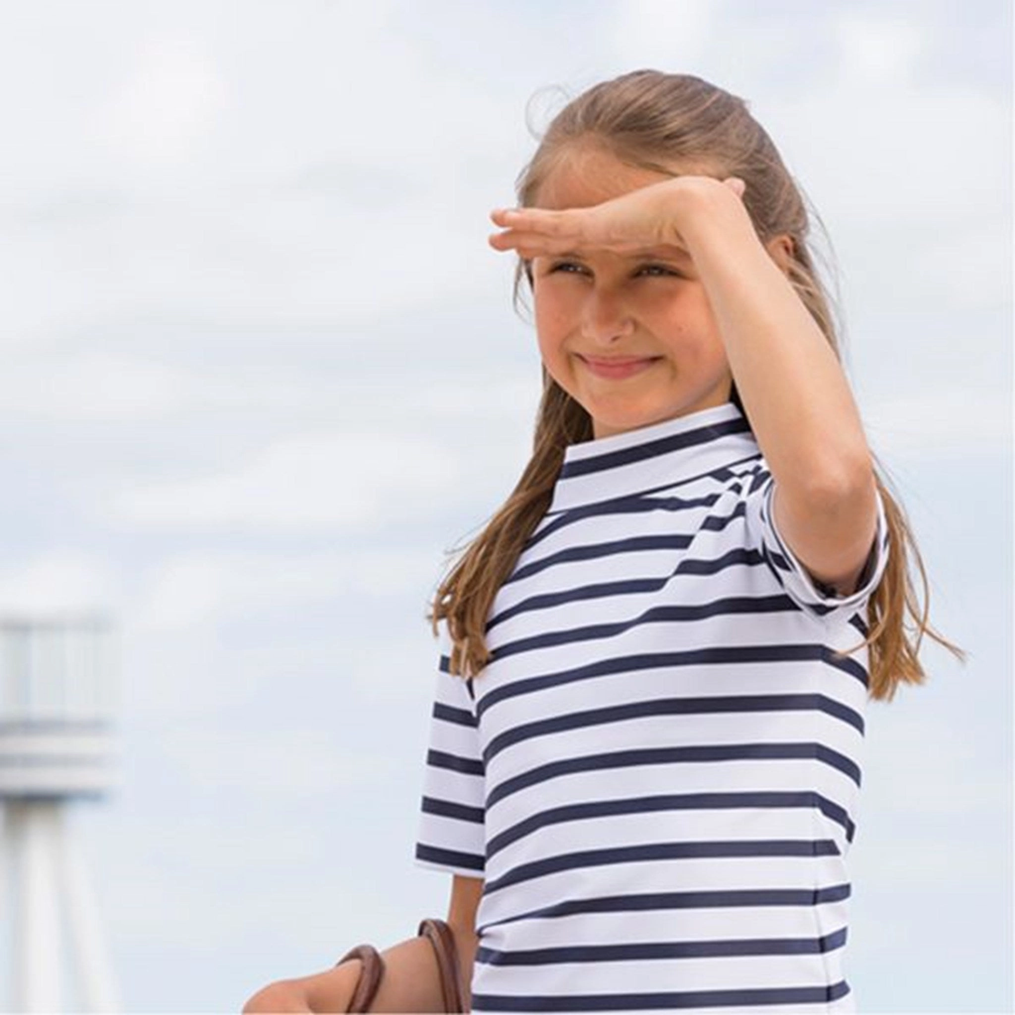 Petit Crabe White/Blue Turtleneck Tee K/? Silicone Free Edging