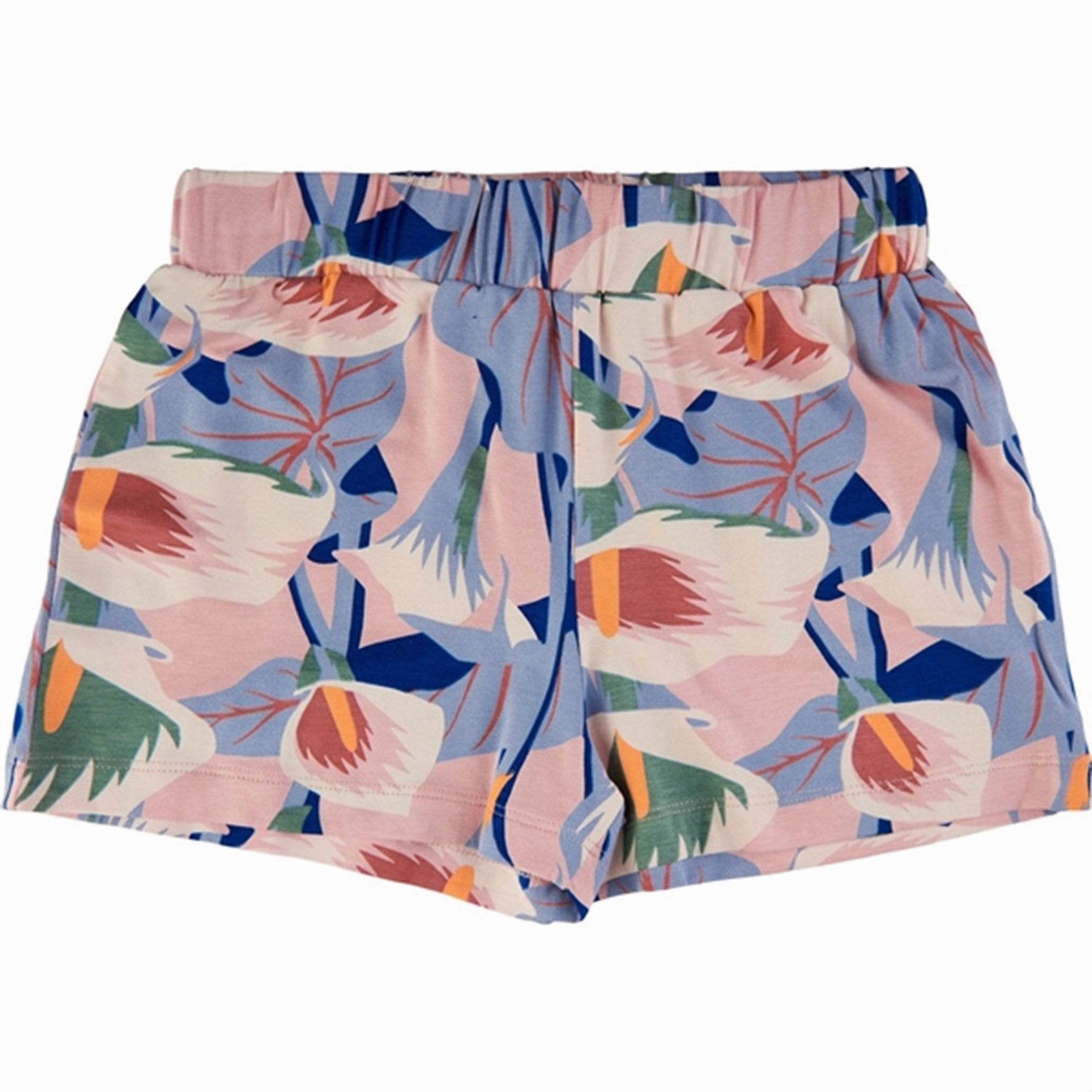 Contoured Cuff Design THE NEW Peach Beige Flower AOP Gwyneth Shorts