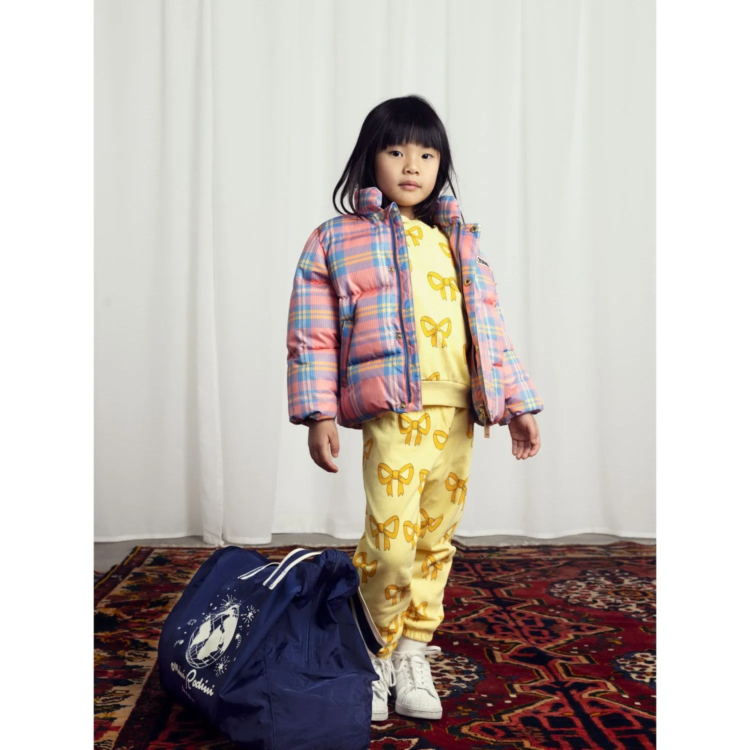Colorful office attire Mini Rodini Pink Check Aop City Puffer Jacket