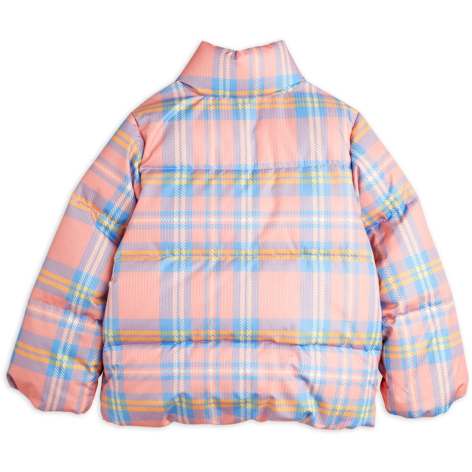 Countryside-Style Mini Rodini Pink Check Aop City Puffer Jacket