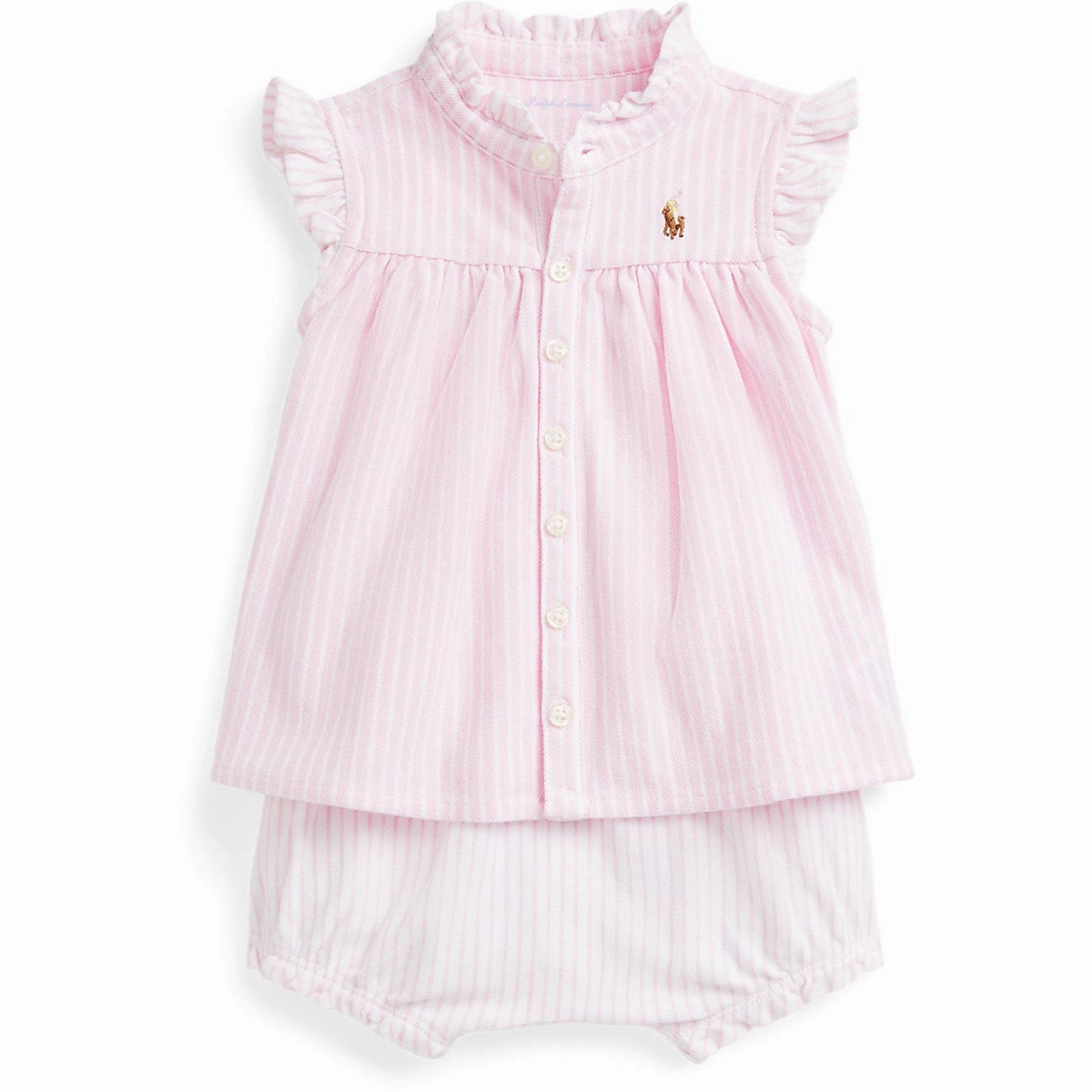 Ralph Lauren Baby Carmel Pink Multi Shorts Set Stylish Fit ribbed texture