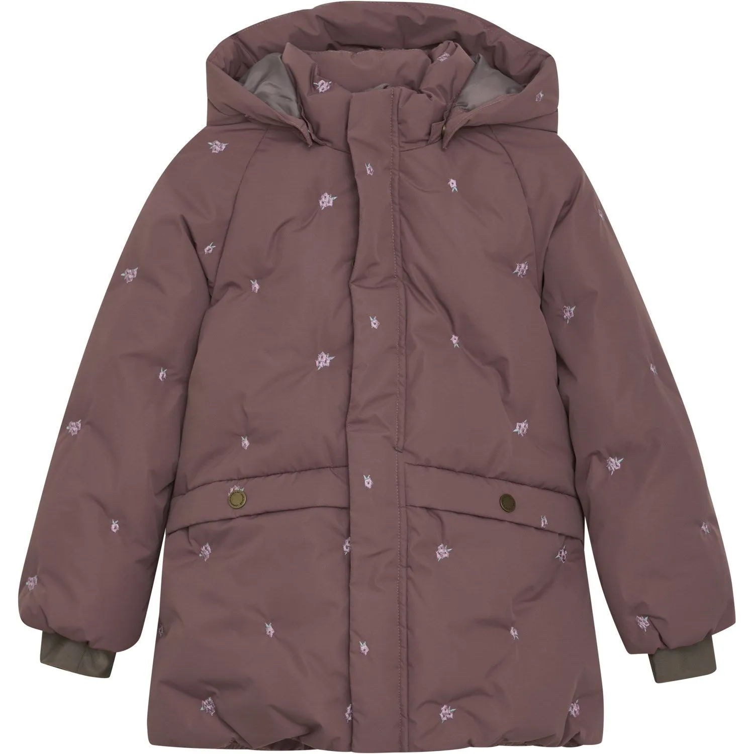 En Fant Rose Taupe Jacket Puffer W. Embroidery Detachable-Detail Button-Cuff