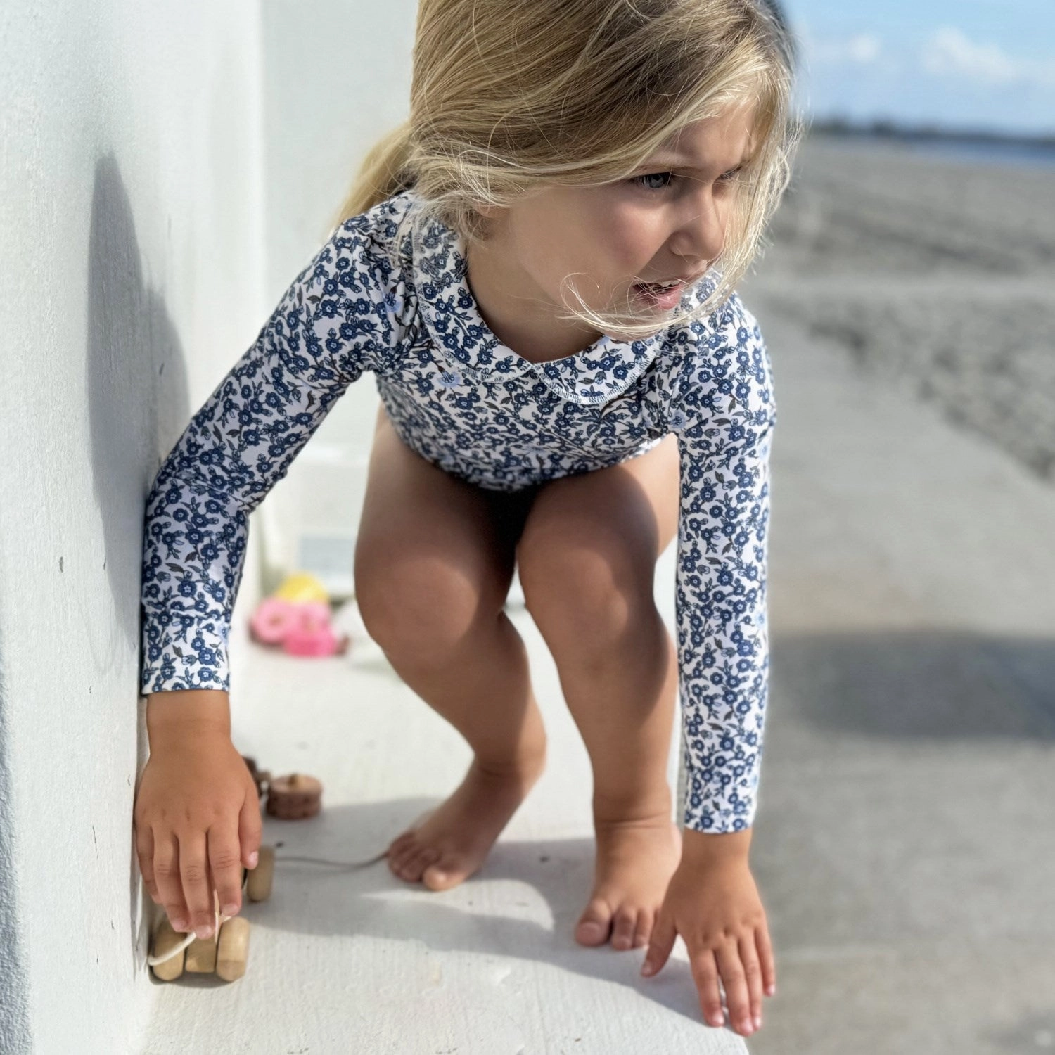 Biodegradable Fabric Petit Crabe Empress B Peeter Pan Collar Swimsuit L/S - Made With Liberty? Fabric