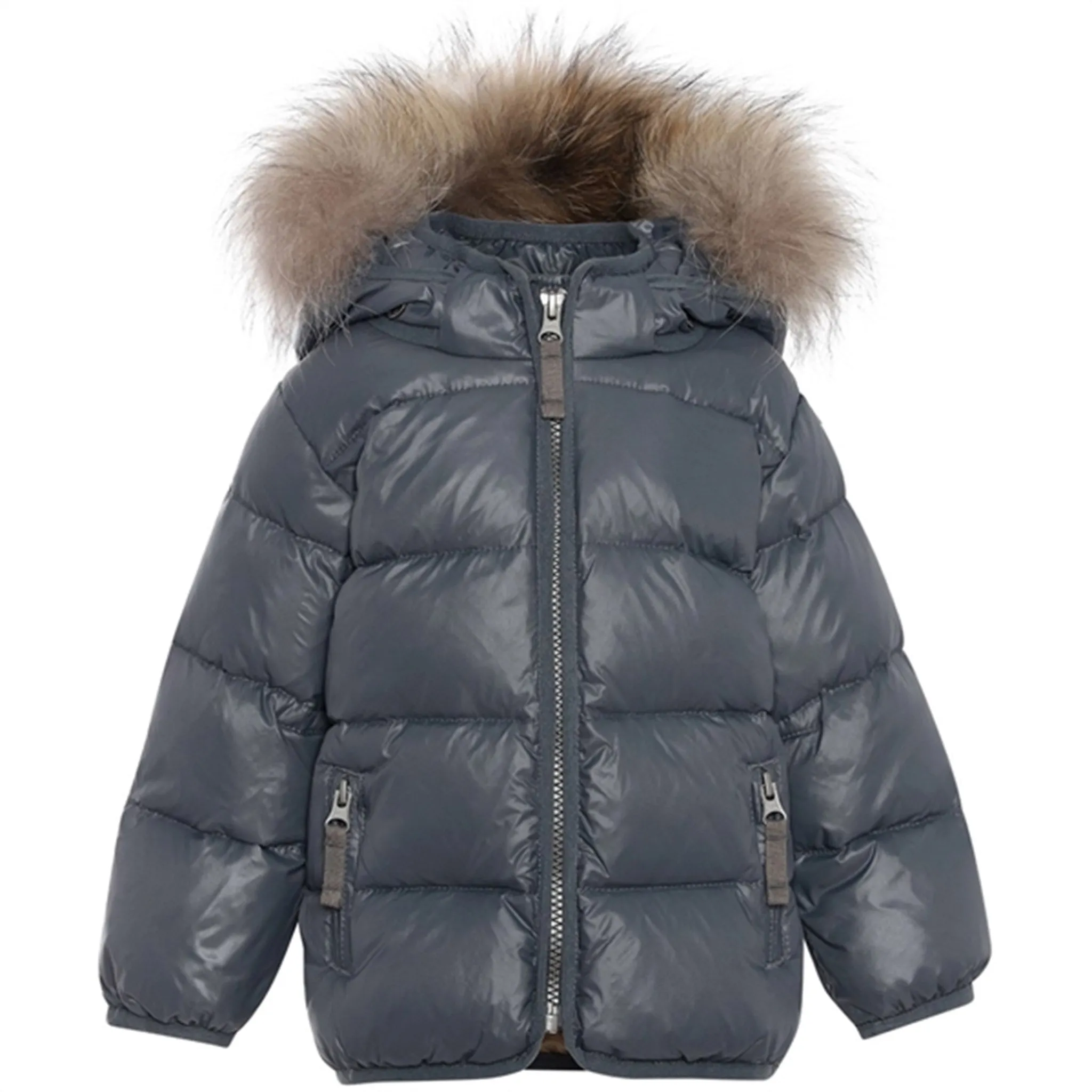 Ver de Terre Featherlight Baby Dunjakke m. Pels Slate/Caramel full-zip Chic Style