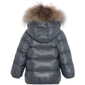 Sheer-Overlay and Cozy relaxed blouse. Ver de Terre Featherlight Baby Dunjakke m. Pels Slate/Caramel