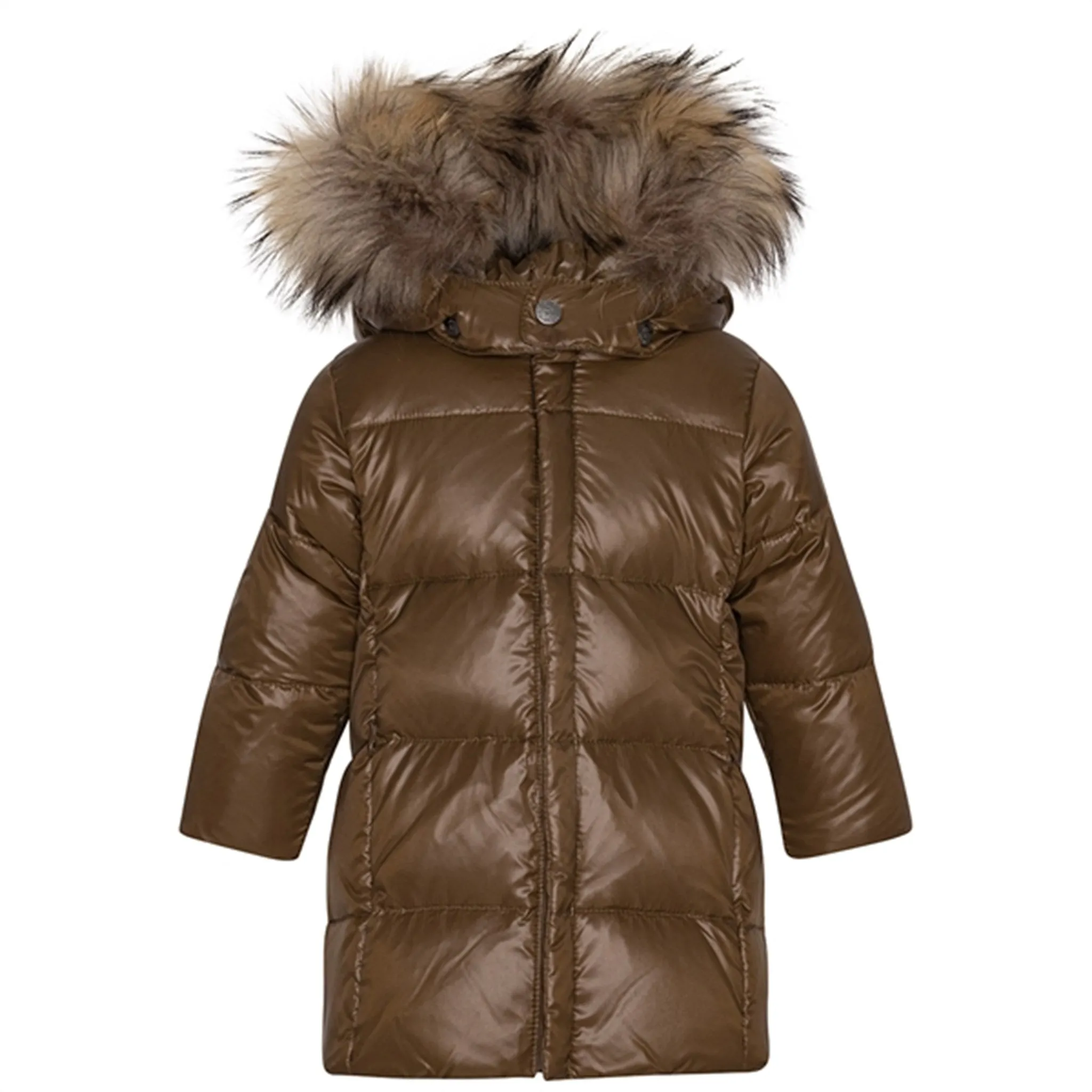 Ver de Terre Featherlight Baby Girls Down Coat w. Fur Kangaroo motorcycle Stylish Insulation
