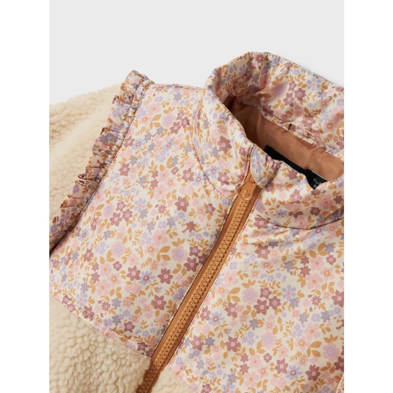 Name It Whitecap Gray Biscuit Minna Teddy Jacket Hook and loop fasteners