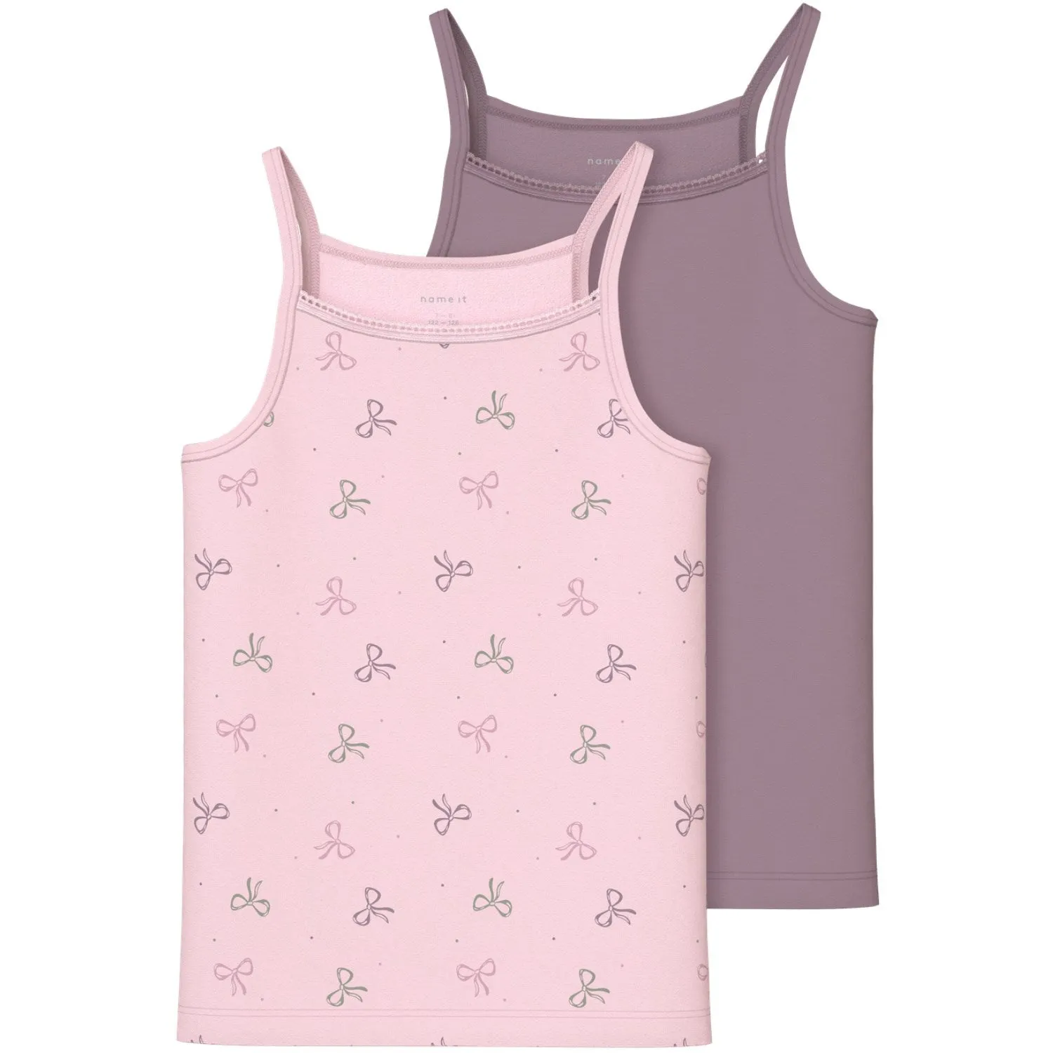 Name It Barely Pink Strap Top 2-pack Barely Pink Bow Noos Quick Dry Technology Fray Resistant Trim