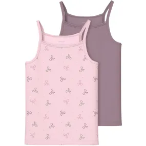 Name It Barely Pink Strap Top 2-pack Barely Pink Bow Noos Quick Dry Technology Fray Resistant Trim