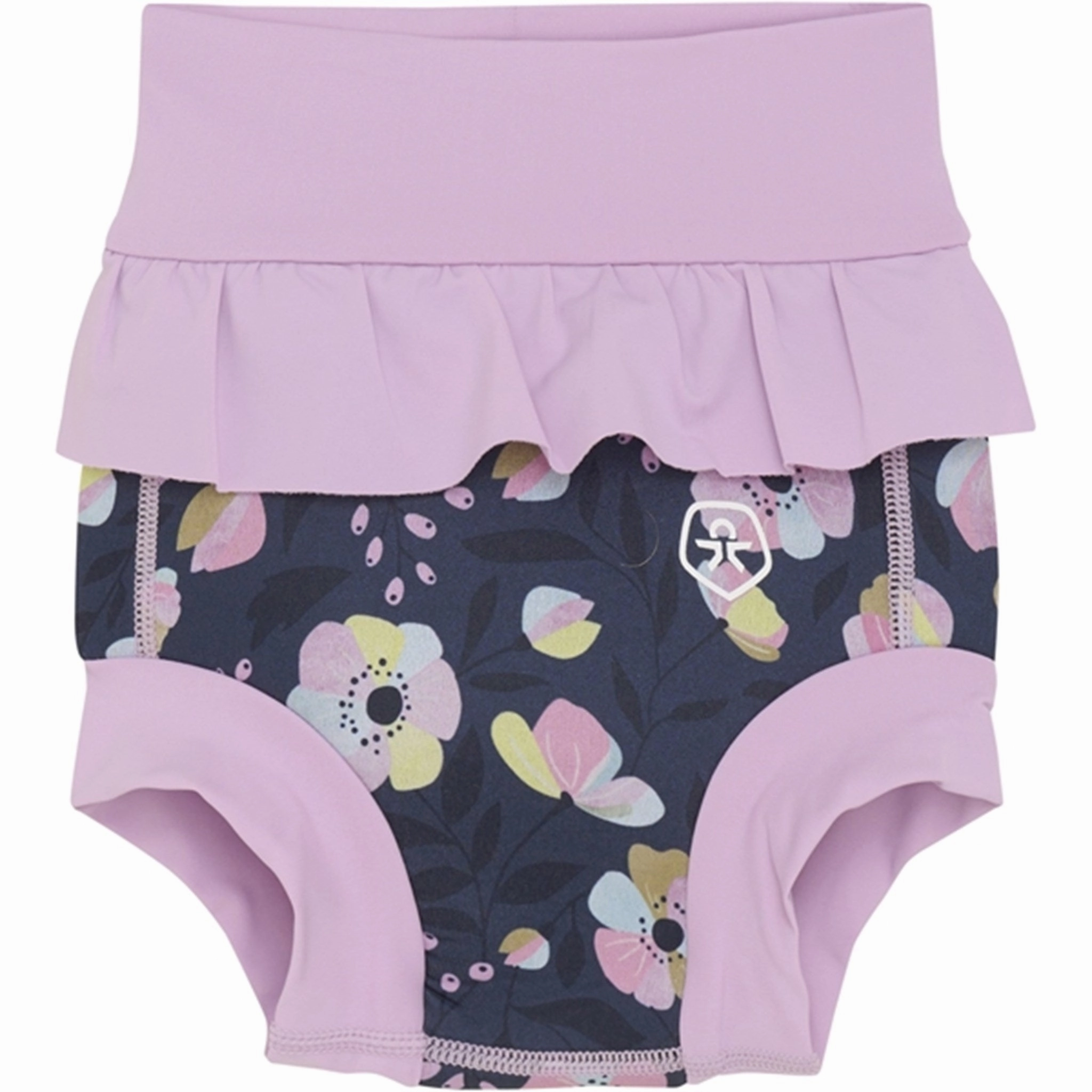 Color Kids Swim Trunks with Frill Flower AOP Lavender Mist Ultra Flat Lock Stitching Bold-Prints