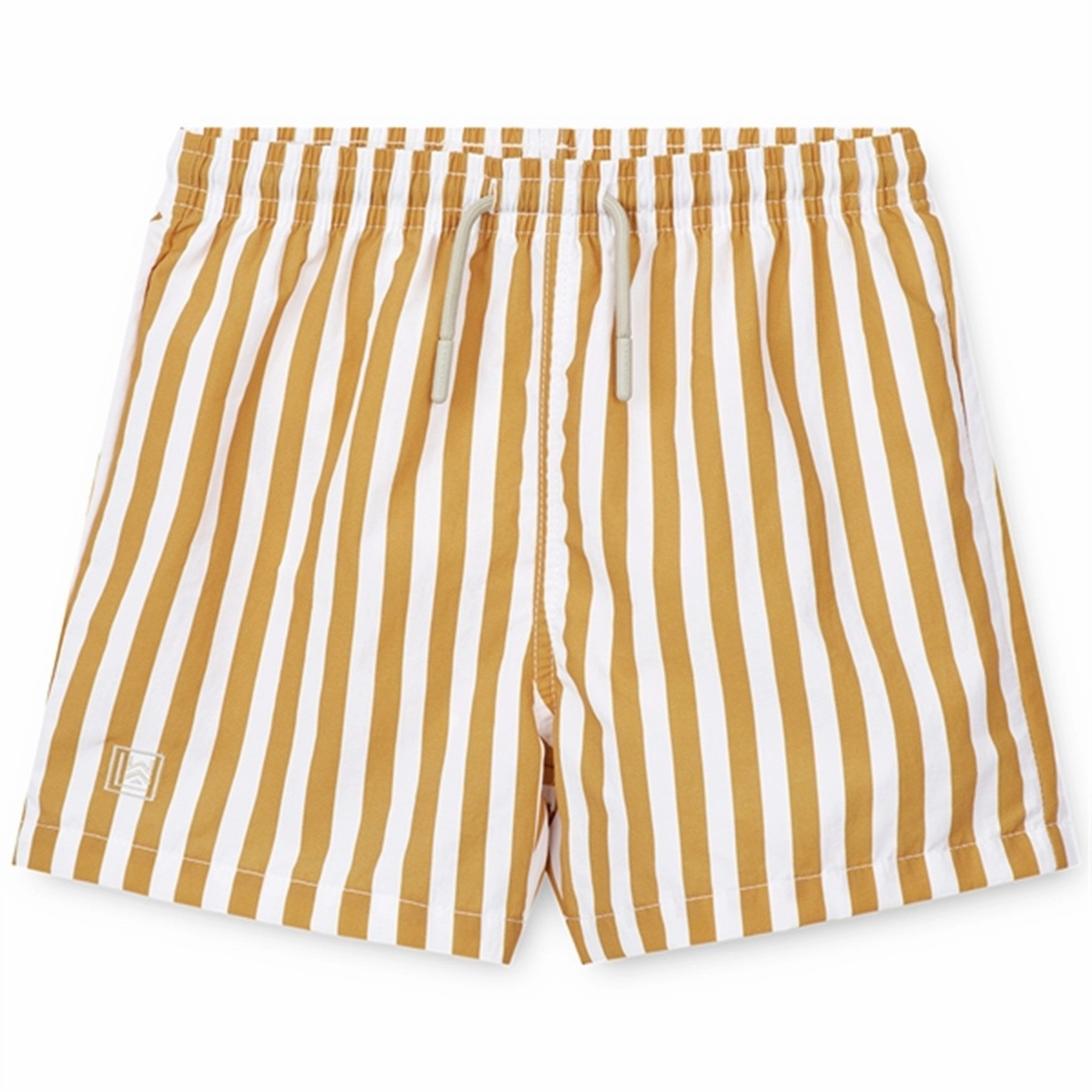 Liewood Duke Board Shorts Stripe Yellow Mellow/White Secure Grip Hem Tangle Free Straps