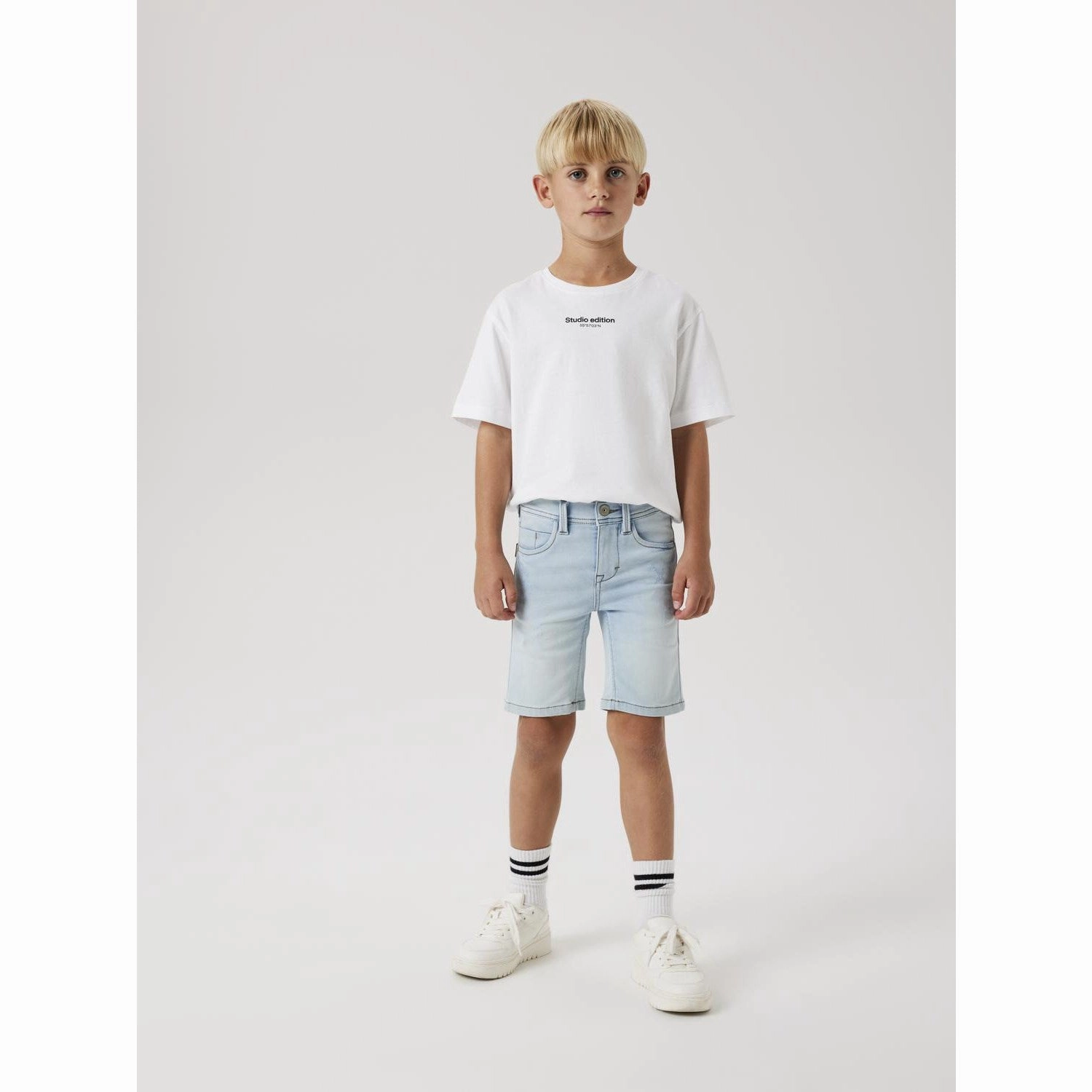 Name It Light Blue Denim Theo Denim Shorts Noos Wool blend Adjustable Waistband