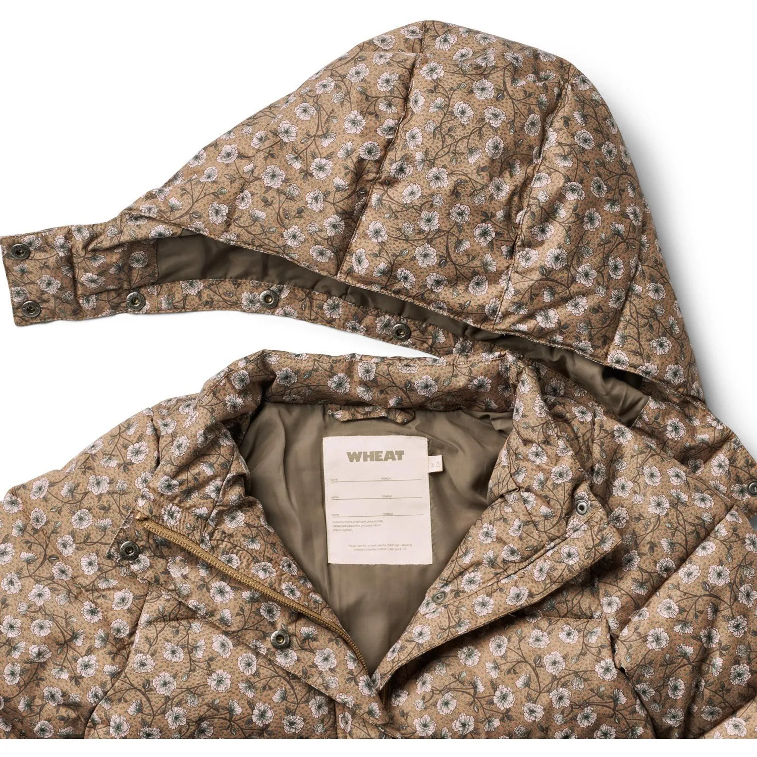 Piped-Edge Wheat Caramel Anemones Puffer Coat Yrsa