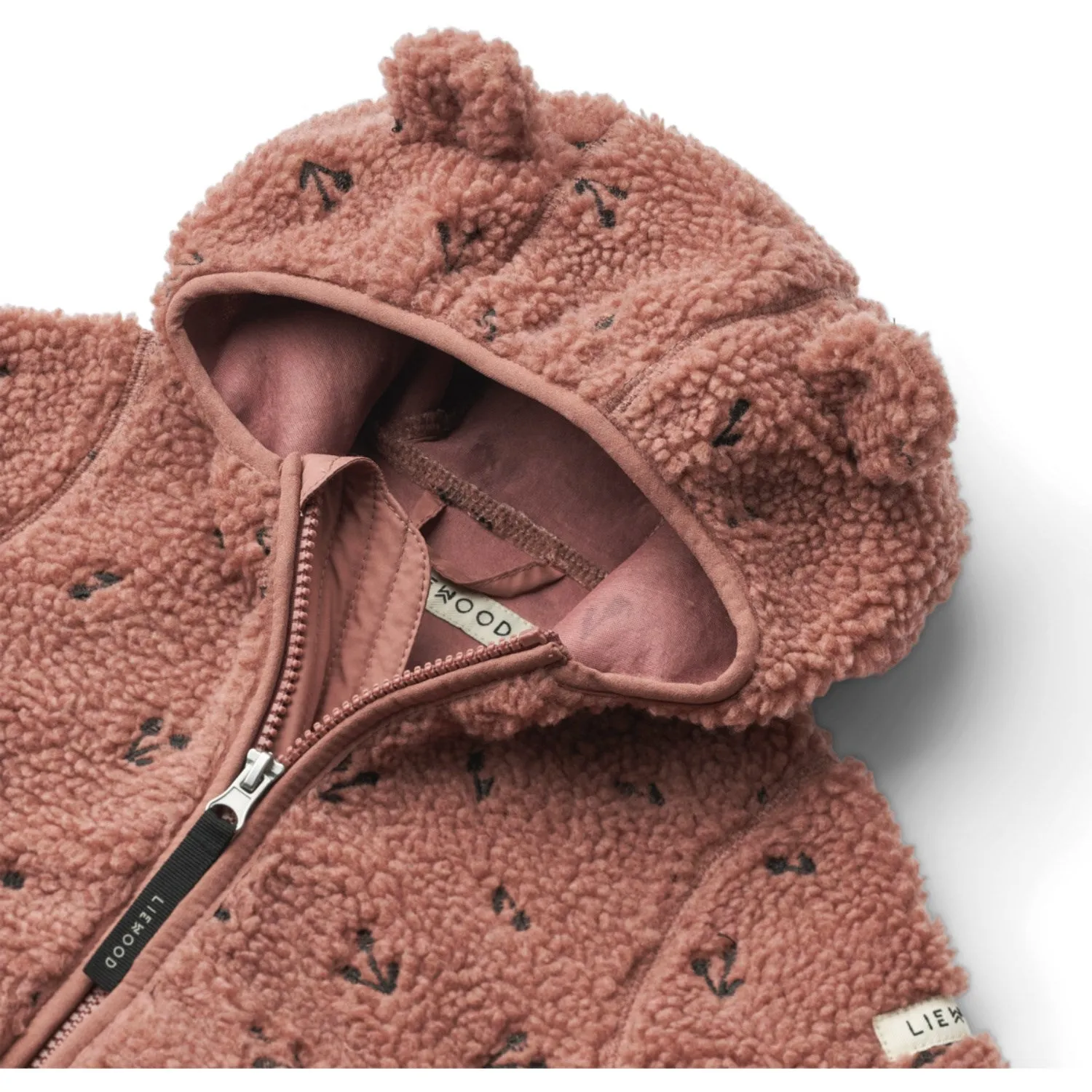 LieWood Cherries / Dark Rosetta Mara Pile Jacket With Ears All Season Comfort Hiking Gear