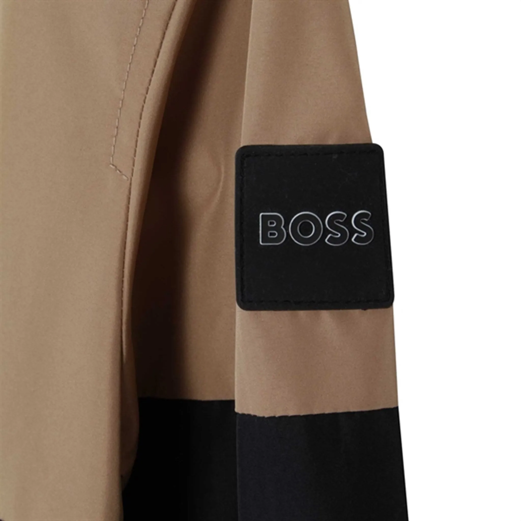 Double Stitched Construction Hugo Boss Hooded Windbreaker Black