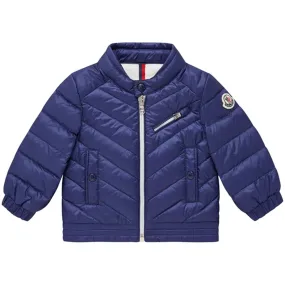 Panelled-Design Moncler Aizo Biker Down Jacket Dark Blue