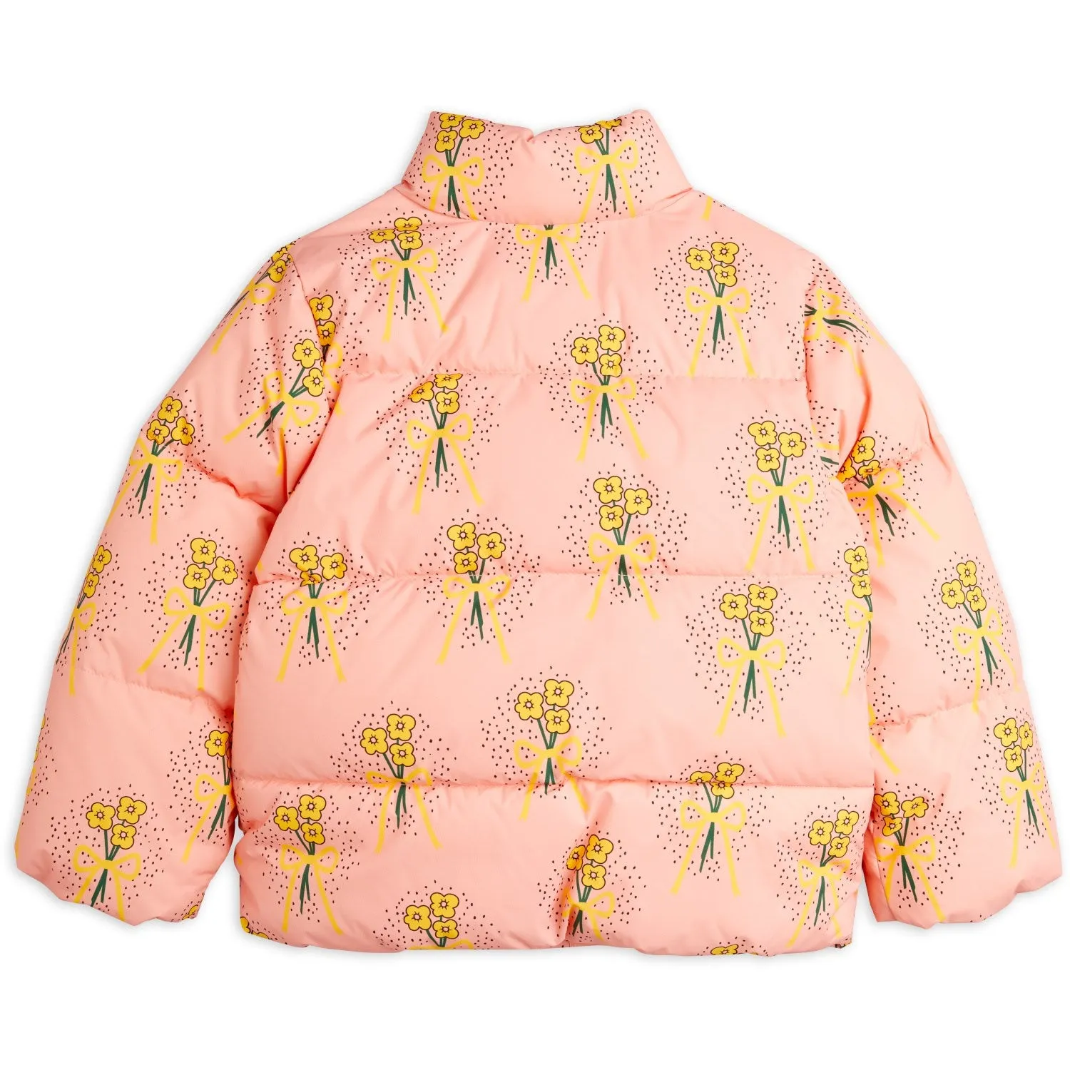 Bow-Detail Mini Rodini Pink Winter Flowers Aop City Puffer Jacket