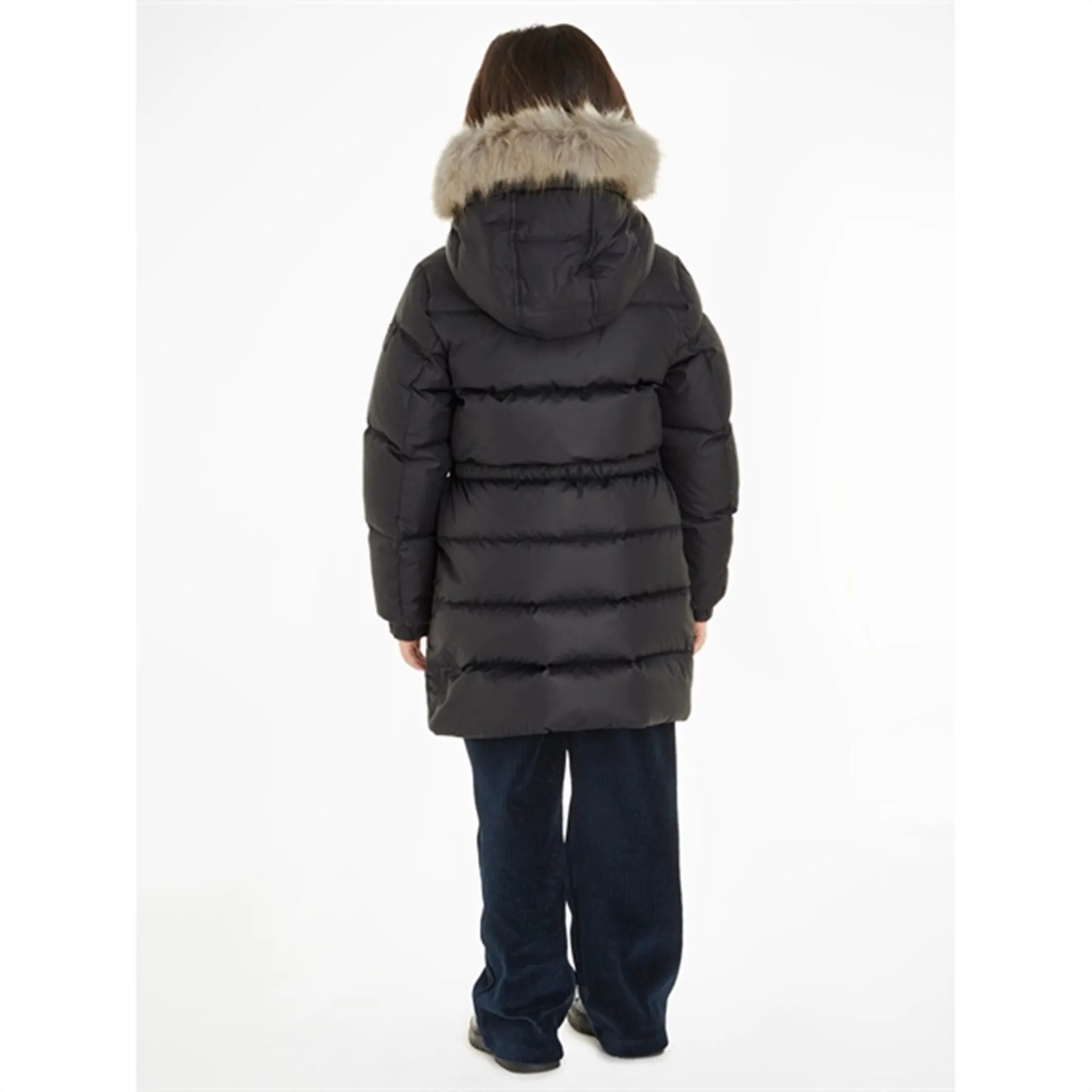 Tommy Hilfiger Long Waisted Down Jacket Black Subtle-Print