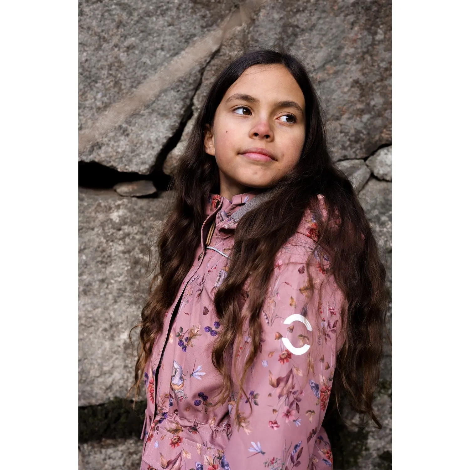 Charm Mikk-Line Burlwood Polyester Girls Jacket AOP Floral